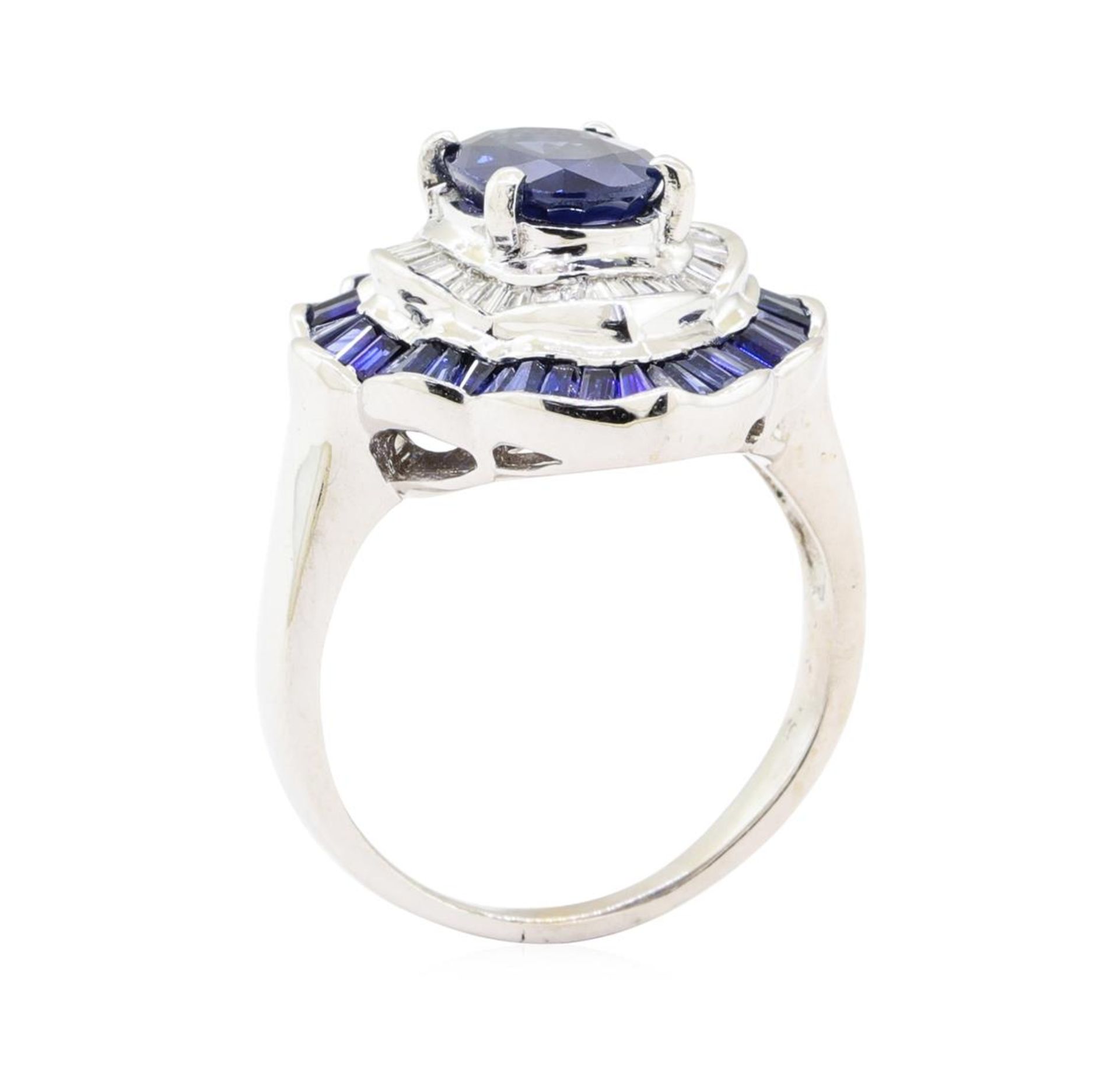 3.20 ctw Sapphire and Diamond Ring - 14KT White Gold - Image 4 of 5