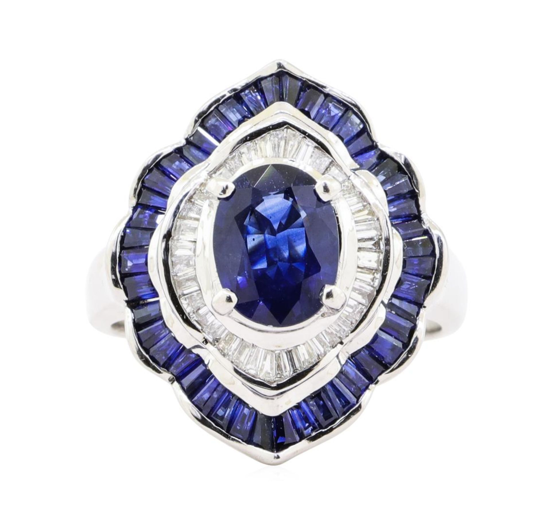 3.20 ctw Sapphire and Diamond Ring - 14KT White Gold - Image 2 of 5