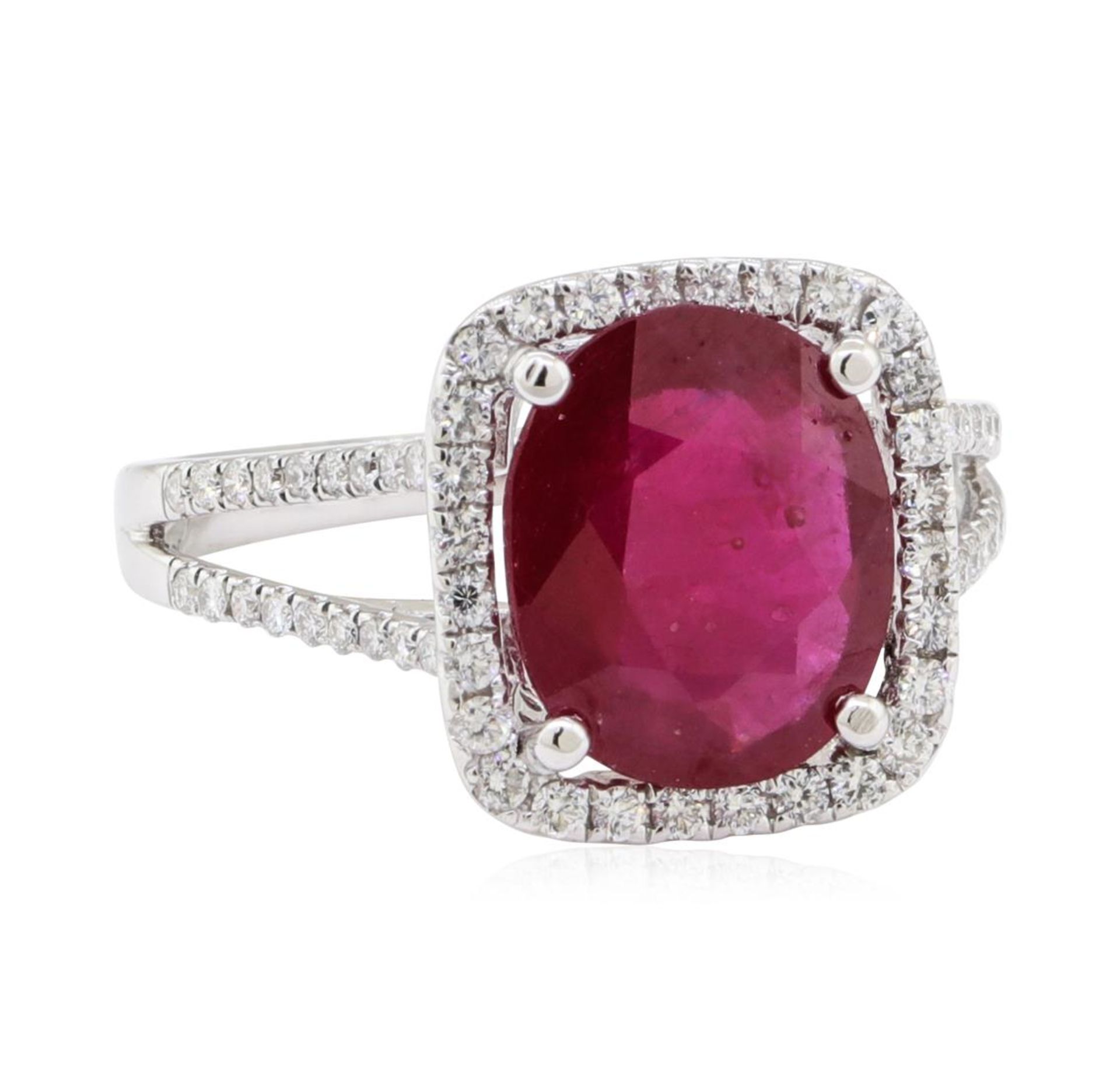 4.40 ctw Ruby and Diamond Ring - 18KT White Gold