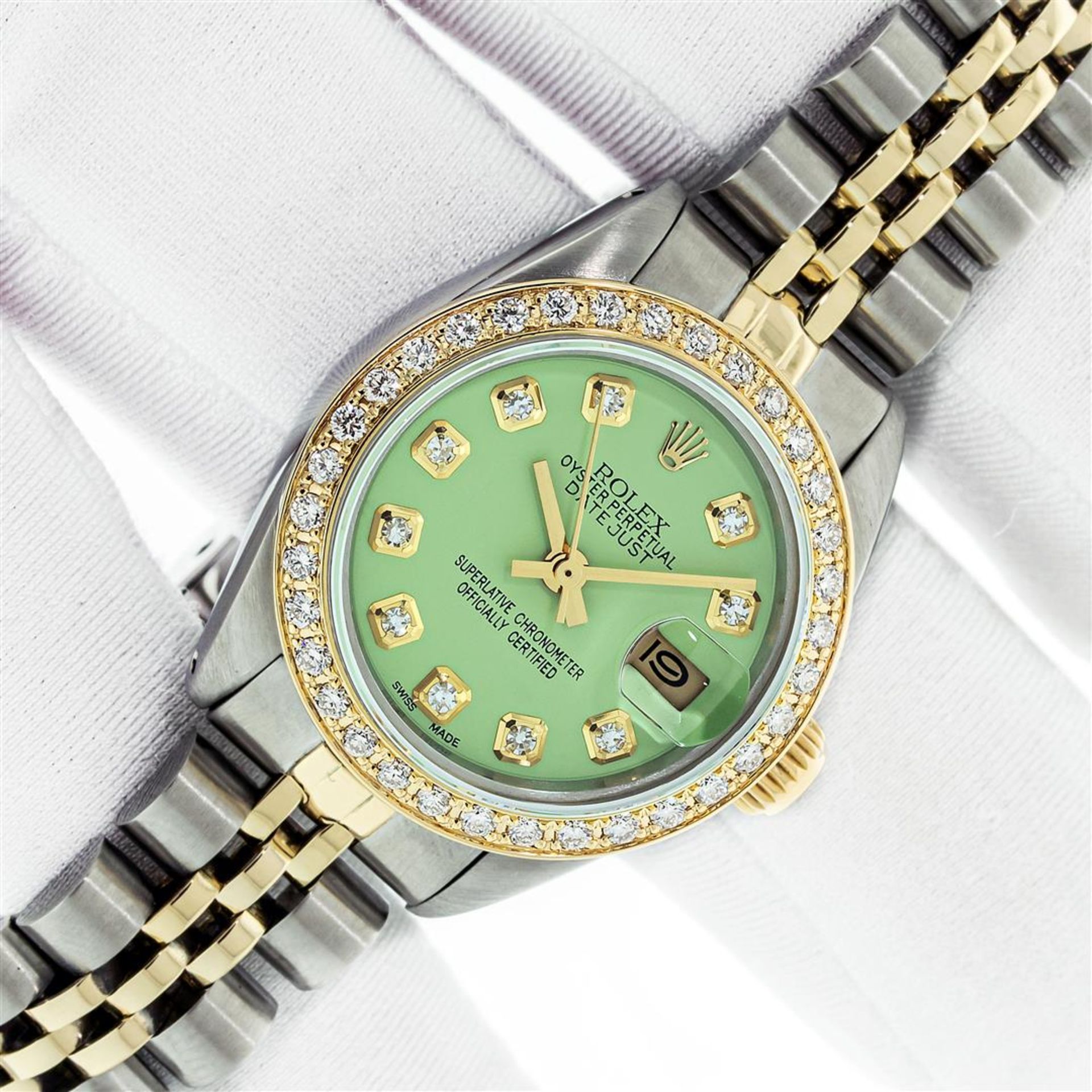 Ladies 26MM Datejust Green Diamond Oyster Perpetual 2T and SS - Image 2 of 9