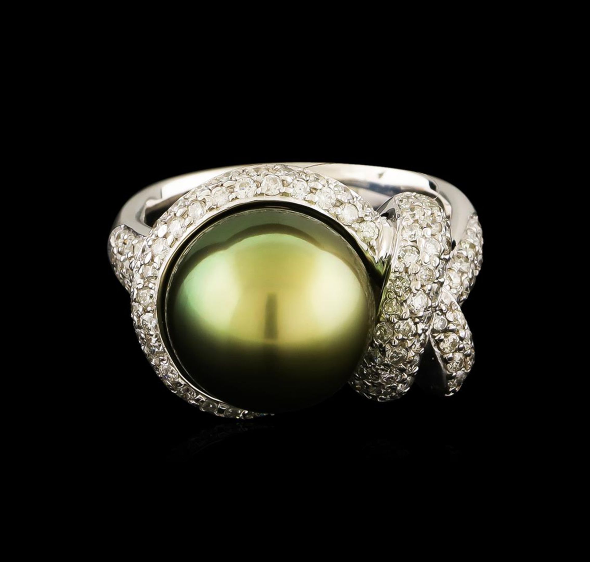 Tahitian Pearl and Diamond Ring - 14KT White Gold - Image 2 of 5
