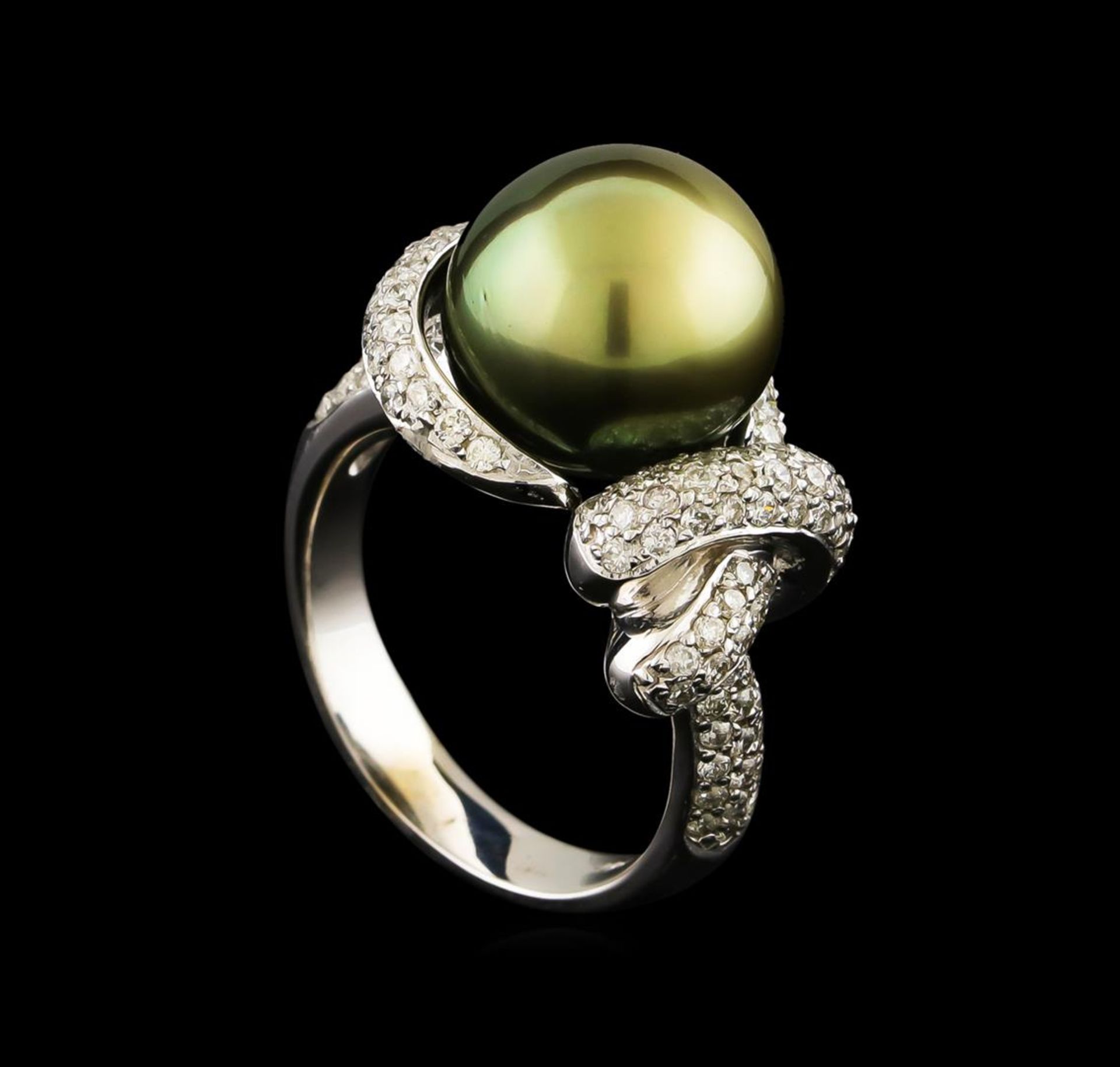 Tahitian Pearl and Diamond Ring - 14KT White Gold - Image 4 of 5