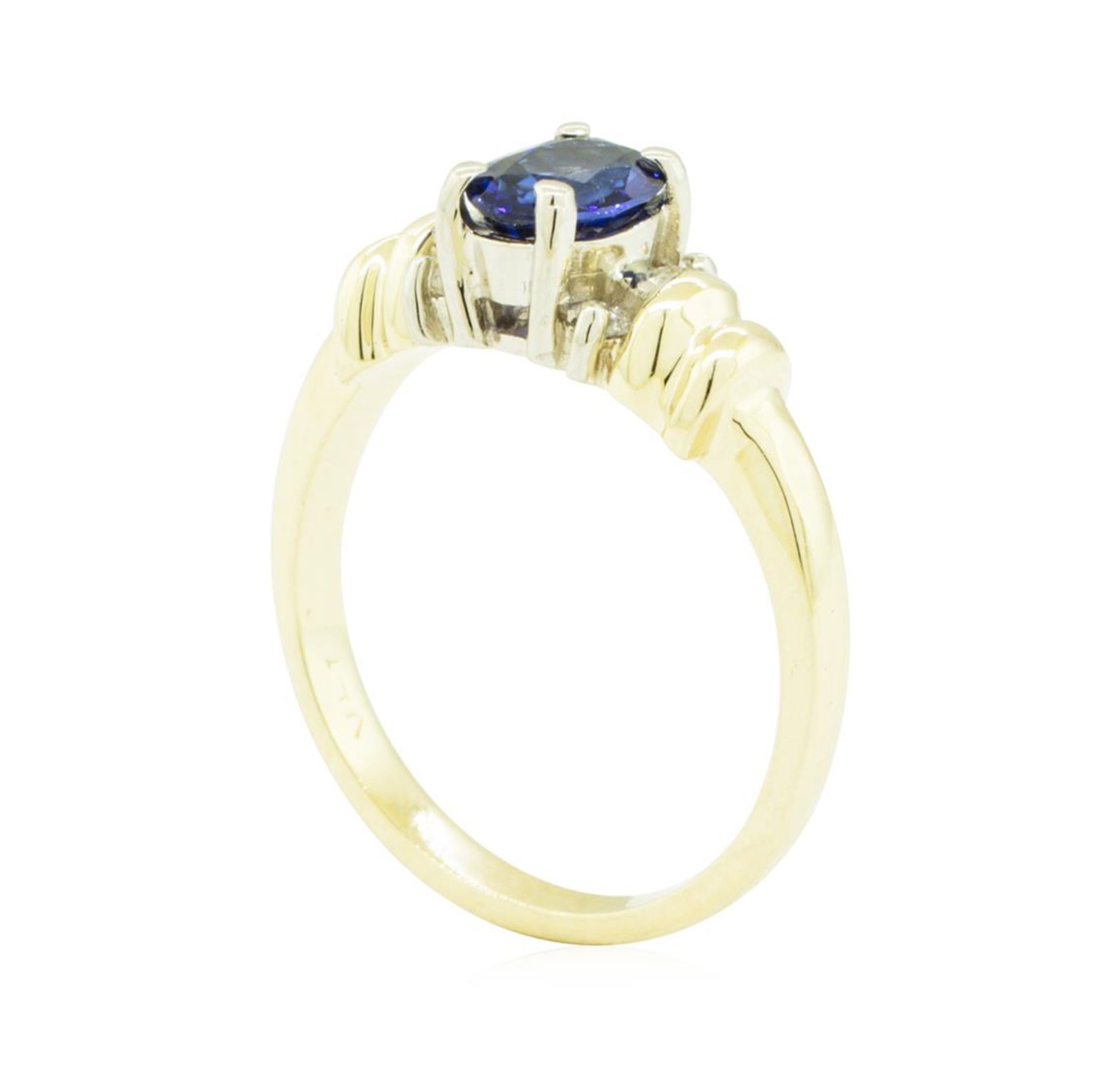1.00 ctw Blue Sapphire and Diamond Ring - 14KT Yellow and White Gold - Image 4 of 4