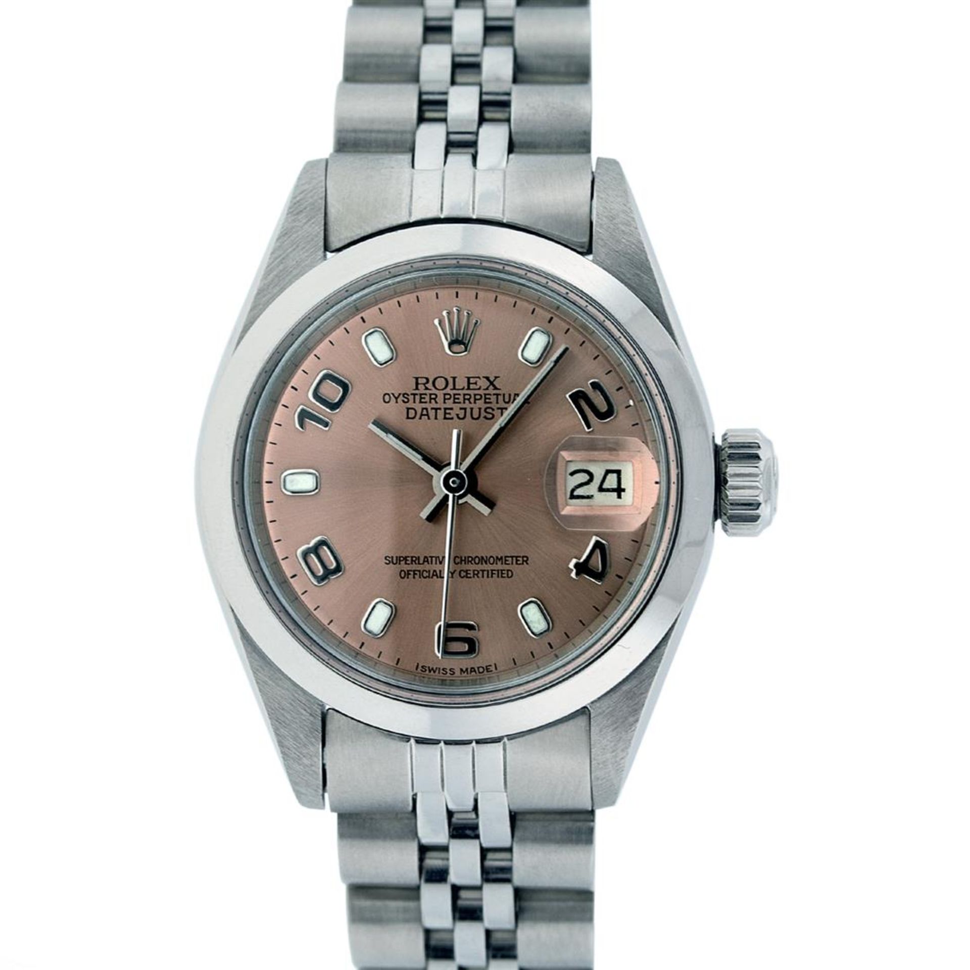Rolex Ladies Stainless Steel Salmon Dial 26MM Datejust Wristwatch Oyster Perpetu - Image 3 of 9