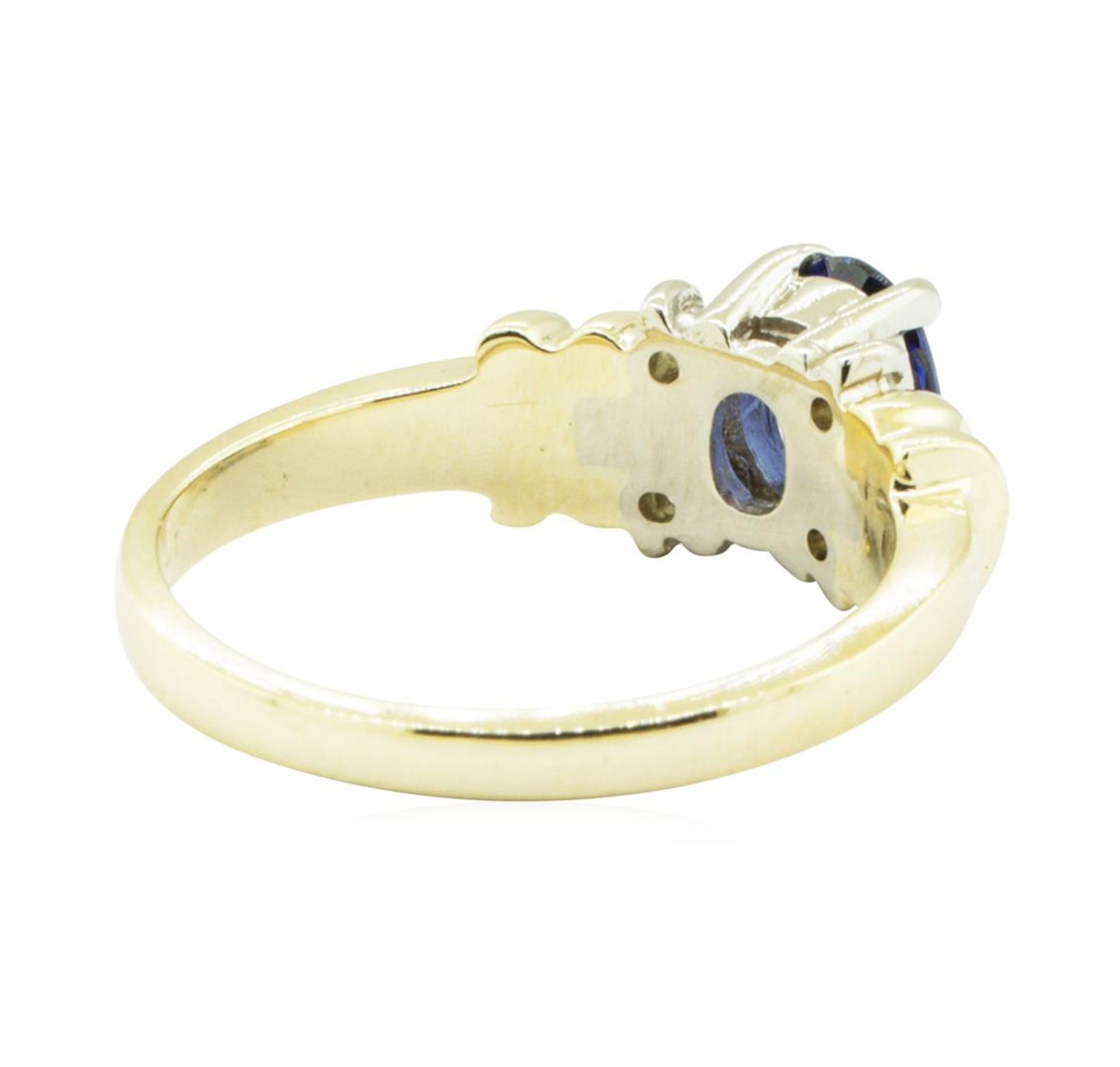 1.00 ctw Blue Sapphire and Diamond Ring - 14KT Yellow and White Gold - Image 3 of 4