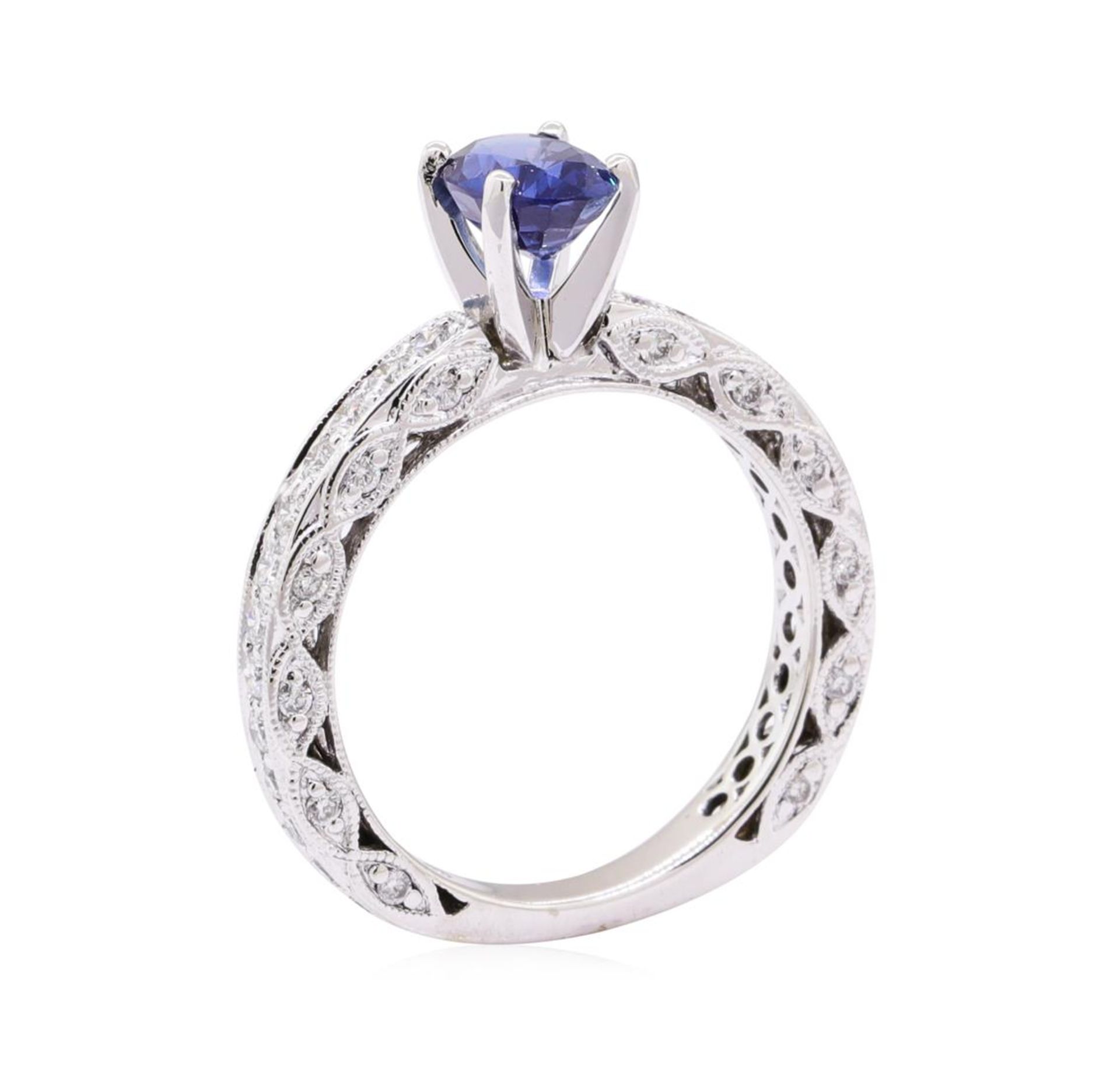 1.87 ctw Blue Sapphire And Diamond Ring - 14KT White Gold - Image 4 of 5