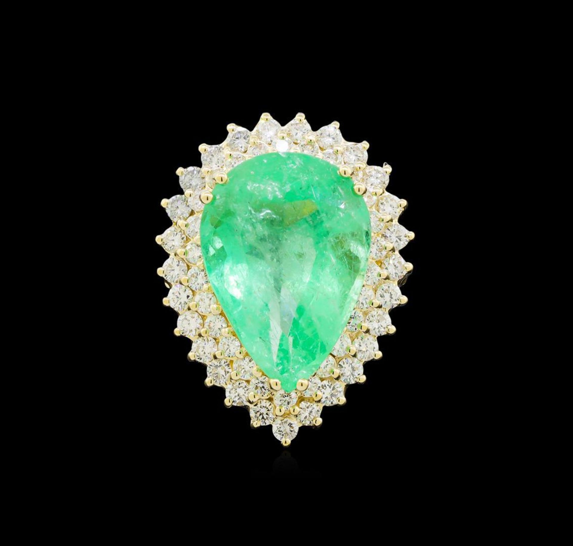 GIA Cert 17.66 ctw Emerald and Diamond Ring - 14KT Yellow Gold - Image 2 of 6
