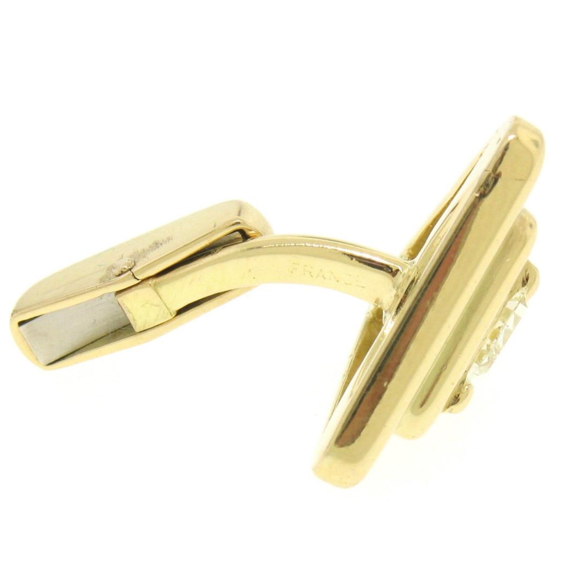 French 18k Yellow Gold Marina B 1.20 ctw FANCY Yellow Trillion Diamond Cuff Link - Image 6 of 8