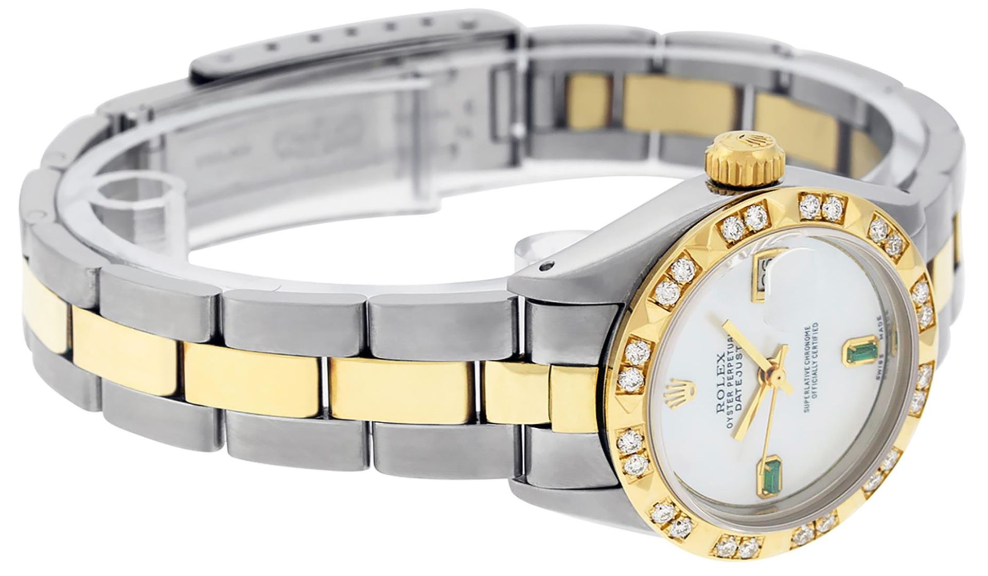 Rolex Ladies 2 Tone MOP & Pyramid Diamond Datejust Wriswatch - Image 4 of 9