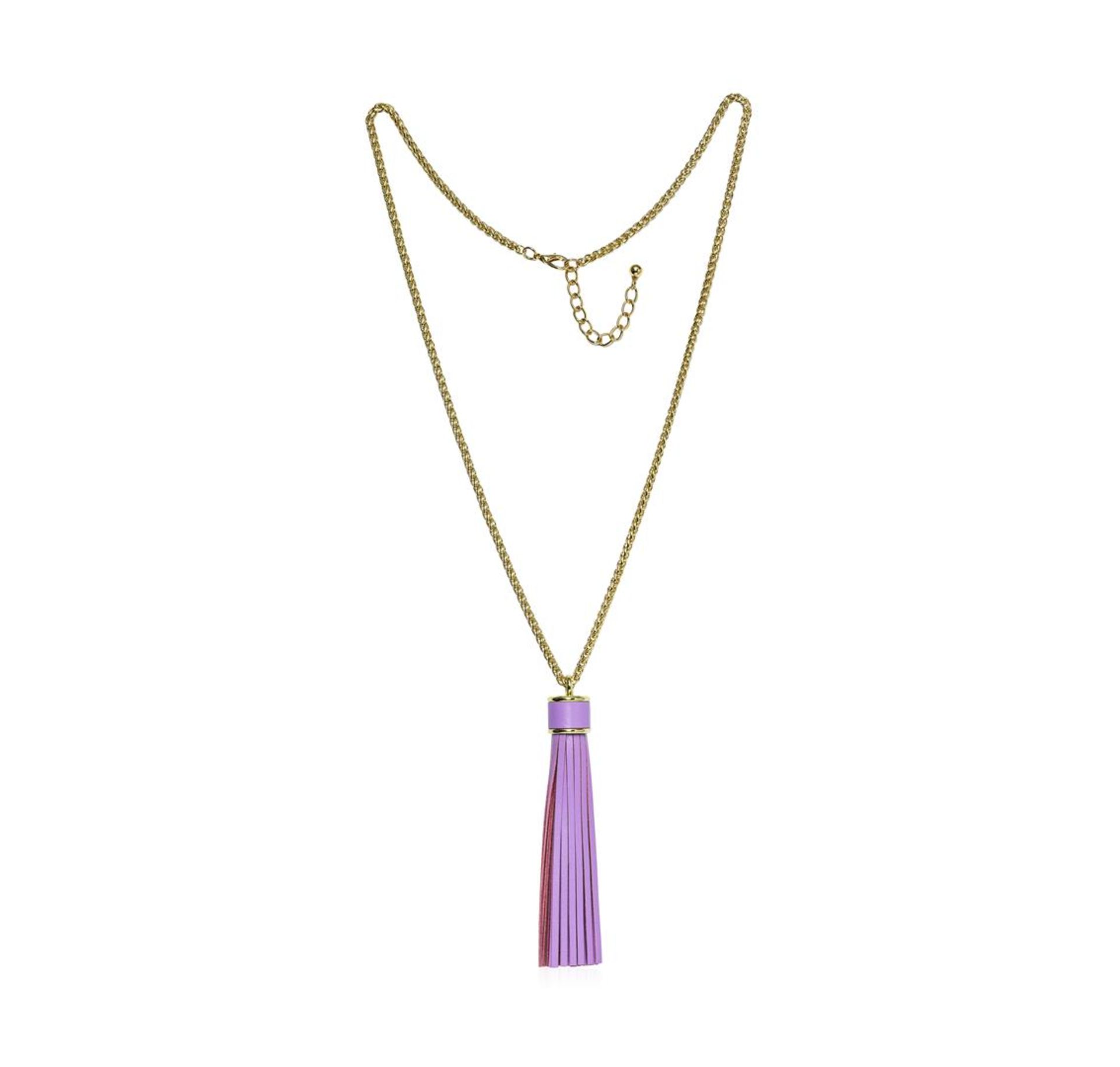 Leather Tassel Chain Necklace - Gold Plated