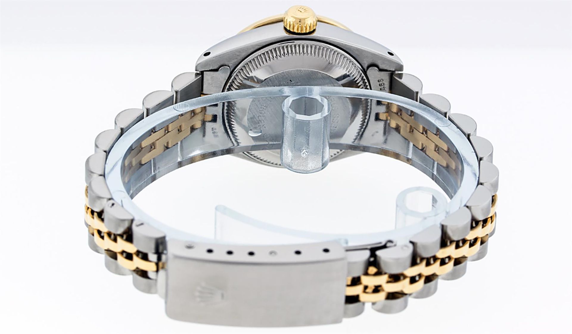 Rolex Ladies 2 Tone Grey Diamond & Emerald 26MM Datejust Wristwatch - Image 6 of 9