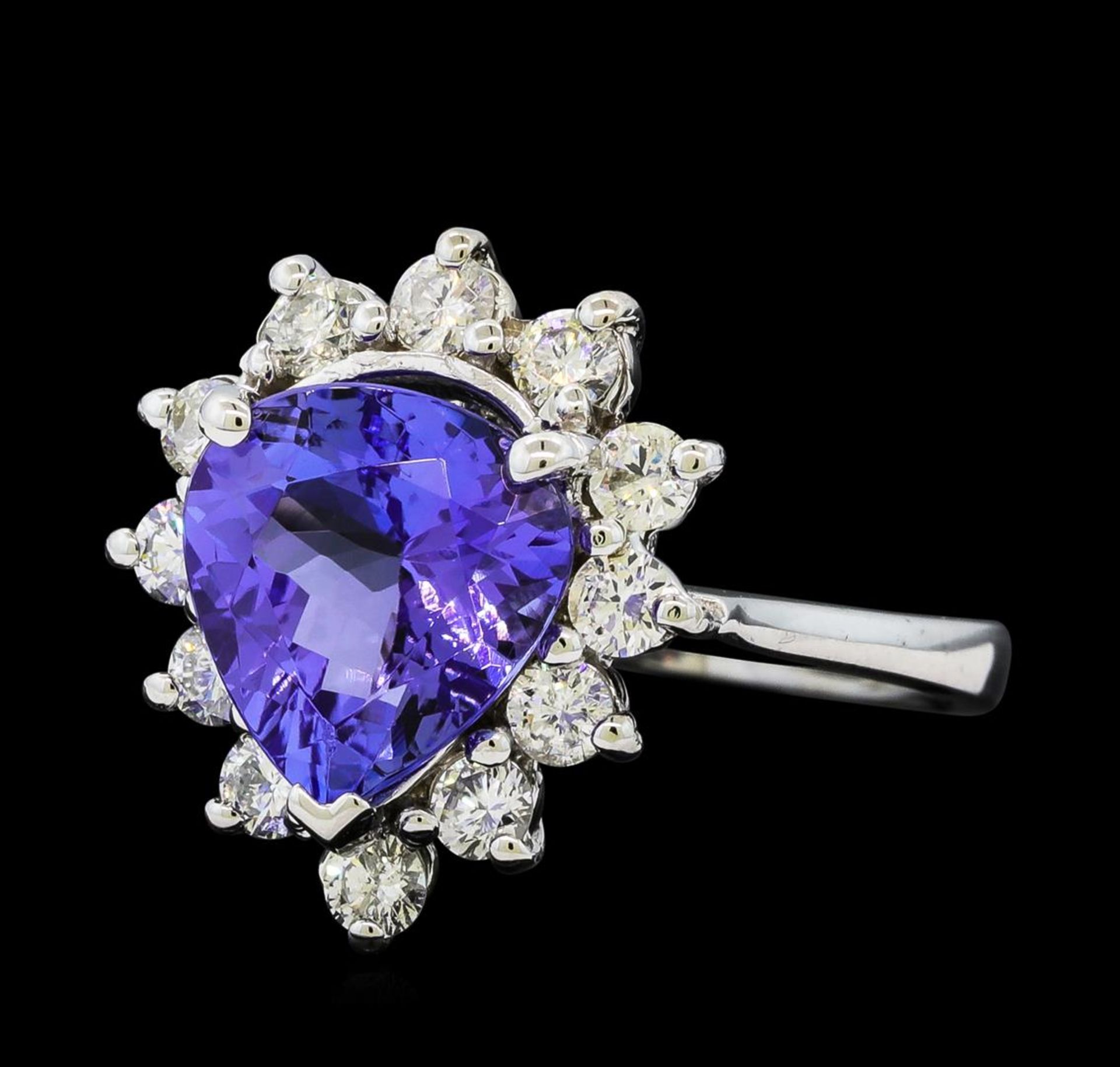 2.76 ctw Tanzanite and Diamond Ring - 14KT White Gold