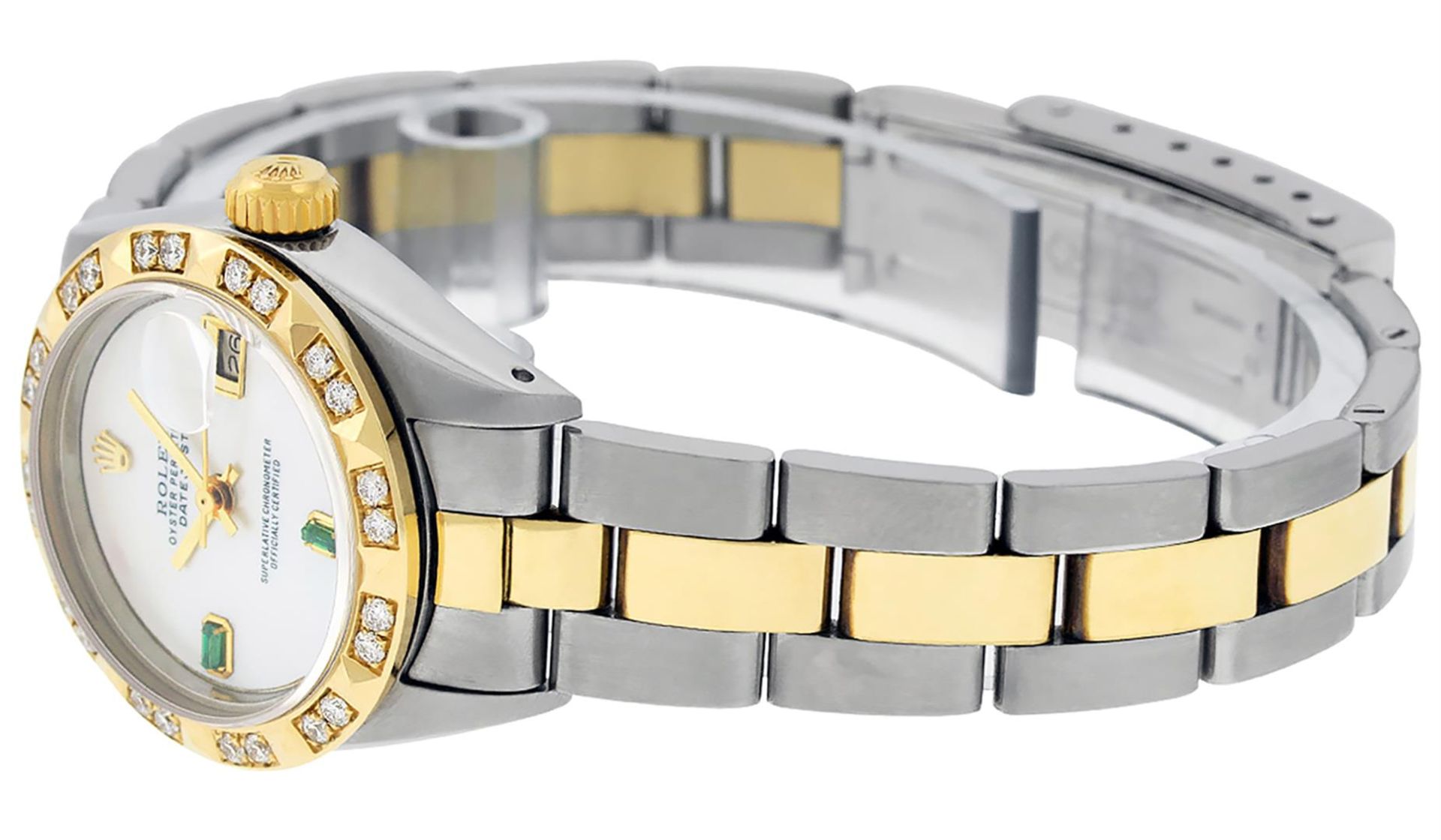 Rolex Ladies 2 Tone MOP & Pyramid Diamond Datejust Wriswatch - Image 9 of 9