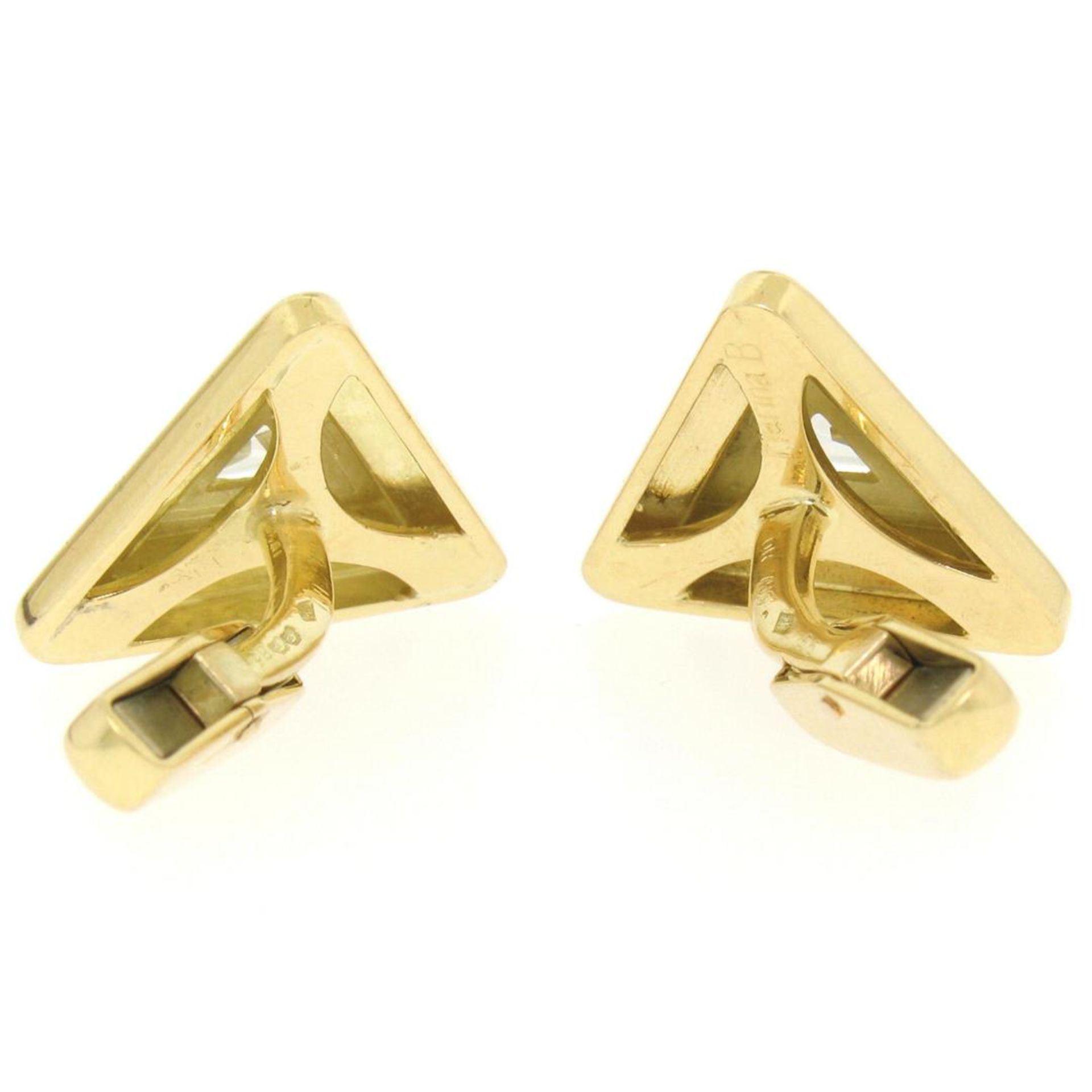 French 18k Yellow Gold Marina B 1.20 ctw FANCY Yellow Trillion Diamond Cuff Link - Image 4 of 8