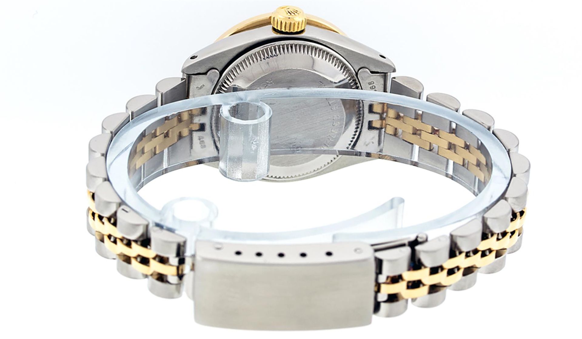 Rolex Ladies 2T MOP 2 ctw Diamond Datejust Wristwatch With Wooden Watch Winder - Image 4 of 6