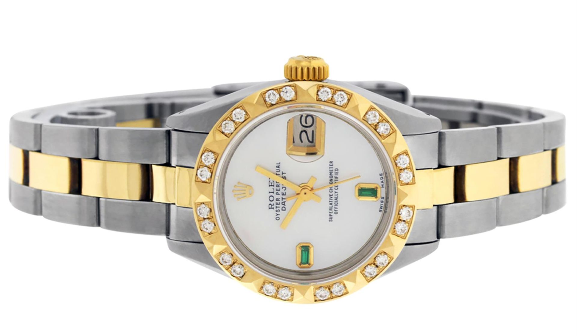 Rolex Ladies 2 Tone MOP & Pyramid Diamond Datejust Wriswatch - Image 3 of 9