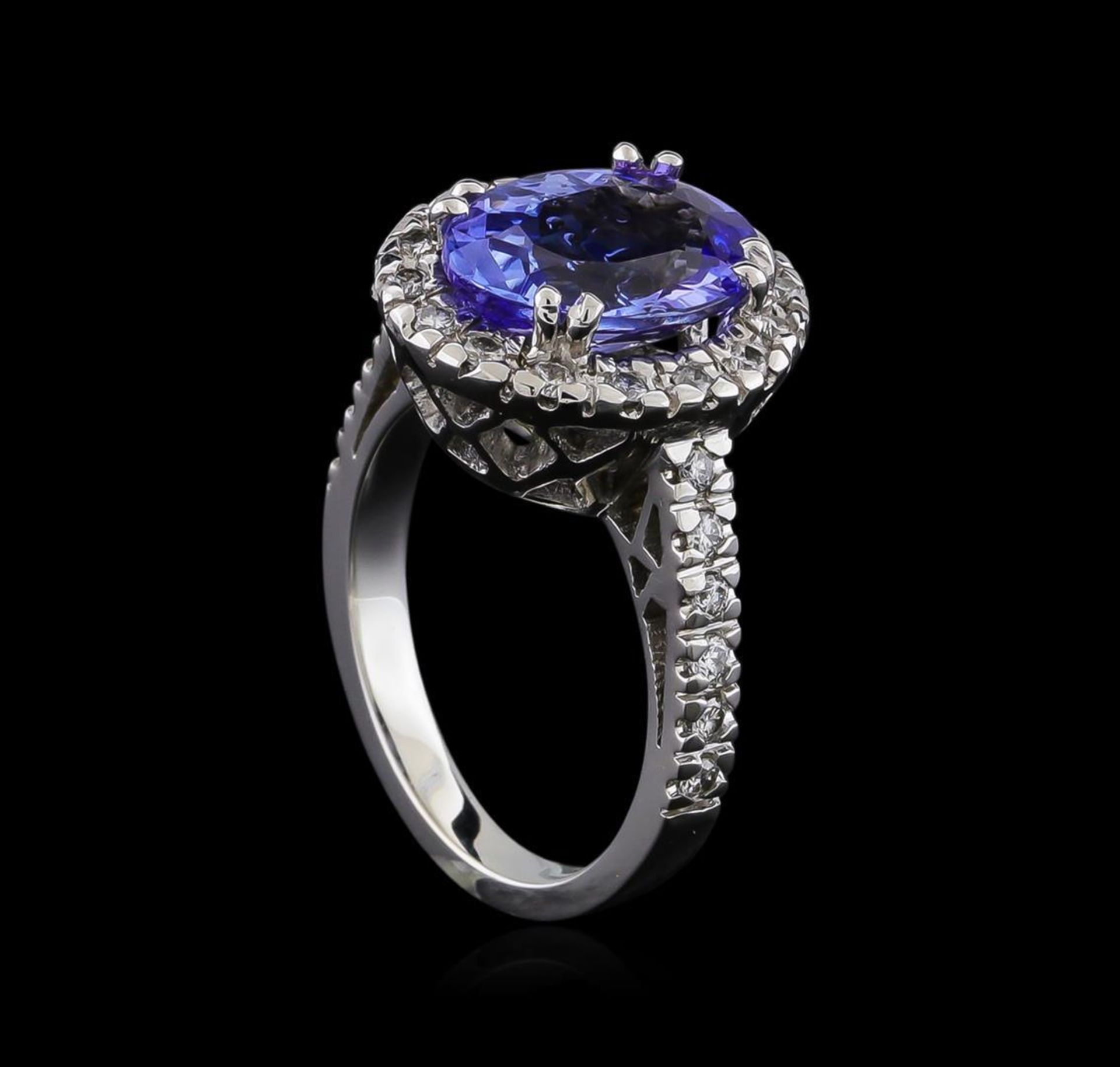 4.18 ctw Tanzanite and Diamond Ring - 14KT White Gold - Image 4 of 5