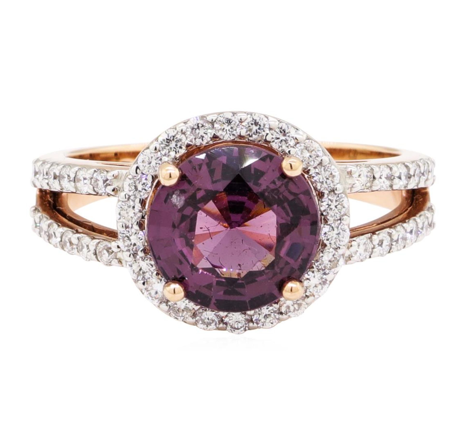 2.94 ctw Round Mixed Lavender Spinel And Round Brilliant Cut Diamond Ring - 14KT - Image 2 of 5
