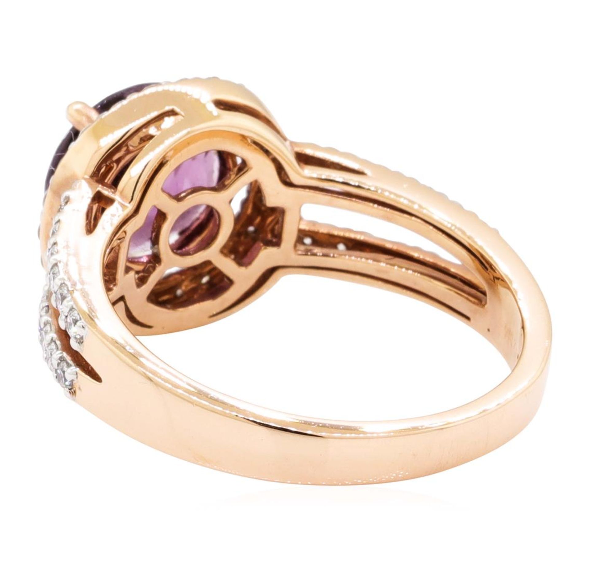 2.94 ctw Round Mixed Lavender Spinel And Round Brilliant Cut Diamond Ring - 14KT - Image 3 of 5