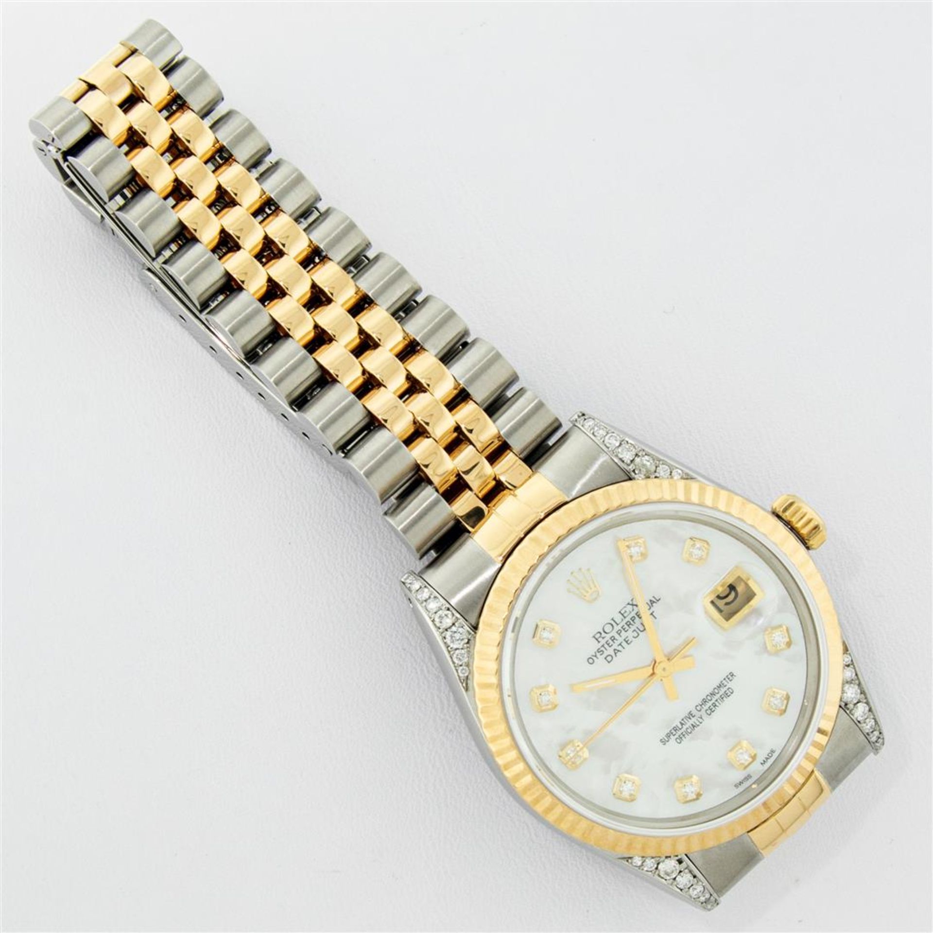 Rolex Mens 2 Tone MOP Diamond Lugs 36MM Datejust Wristwatch - Image 9 of 9