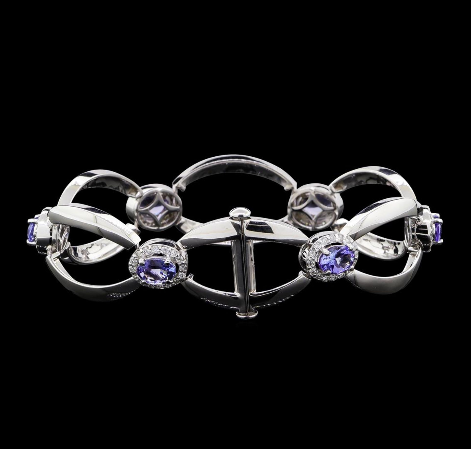 4.60 ctw Tanzanite and Diamond Bracelet - 14KT White Gold - Image 2 of 4