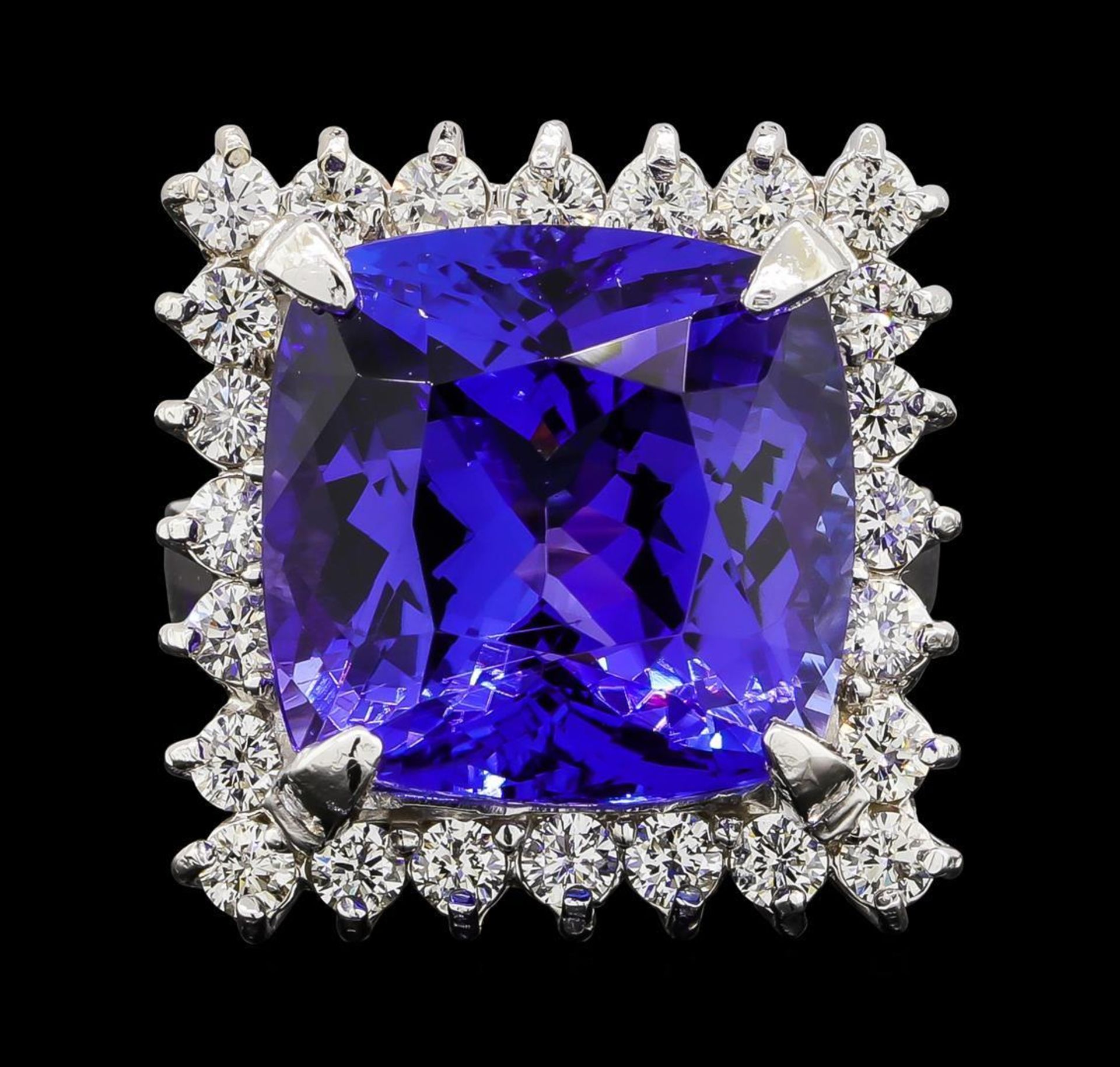 GIA Cert 17.69 ctw Tanzanite and Diamond Ring - 14KT White Gold - Image 2 of 6