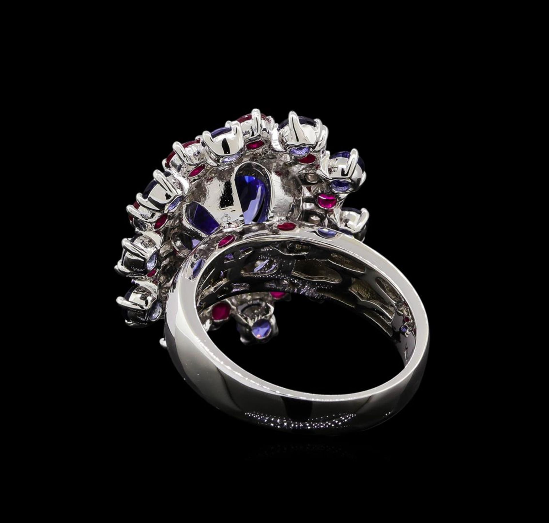 14KT White Gold 3.58 ctw Tanzanite, Sapphire, Ruby and Diamond Ring - Image 3 of 5
