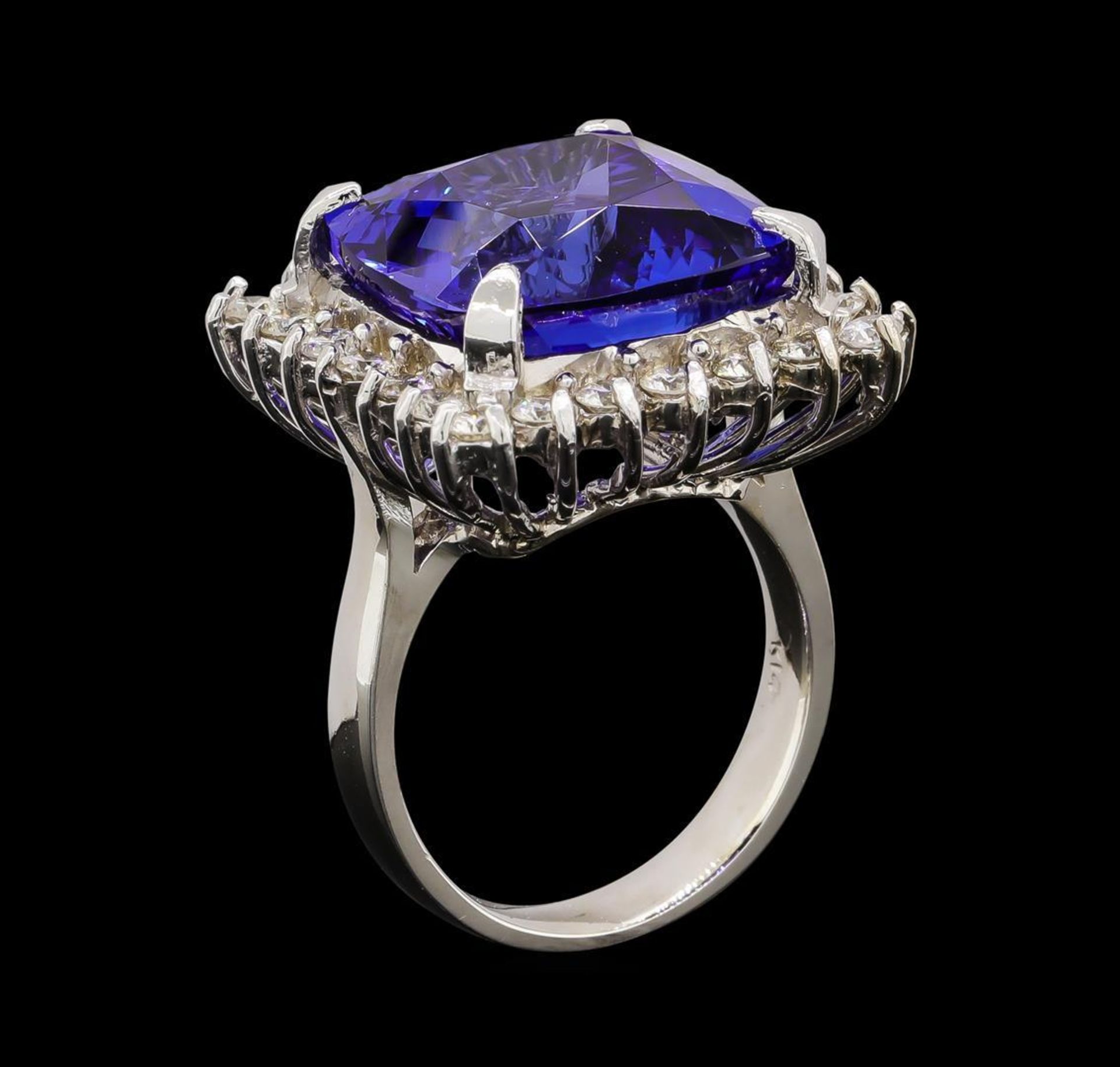 GIA Cert 17.69 ctw Tanzanite and Diamond Ring - 14KT White Gold - Image 4 of 6