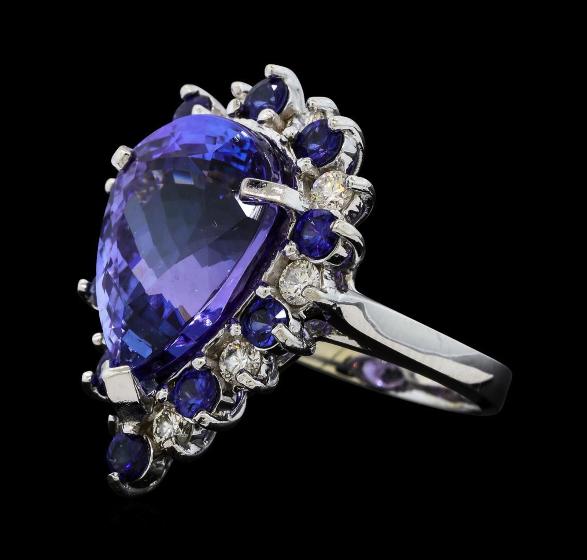 16.06 ctw Tanzanite, Sapphire and Diamond Ring - 14KT White Gold