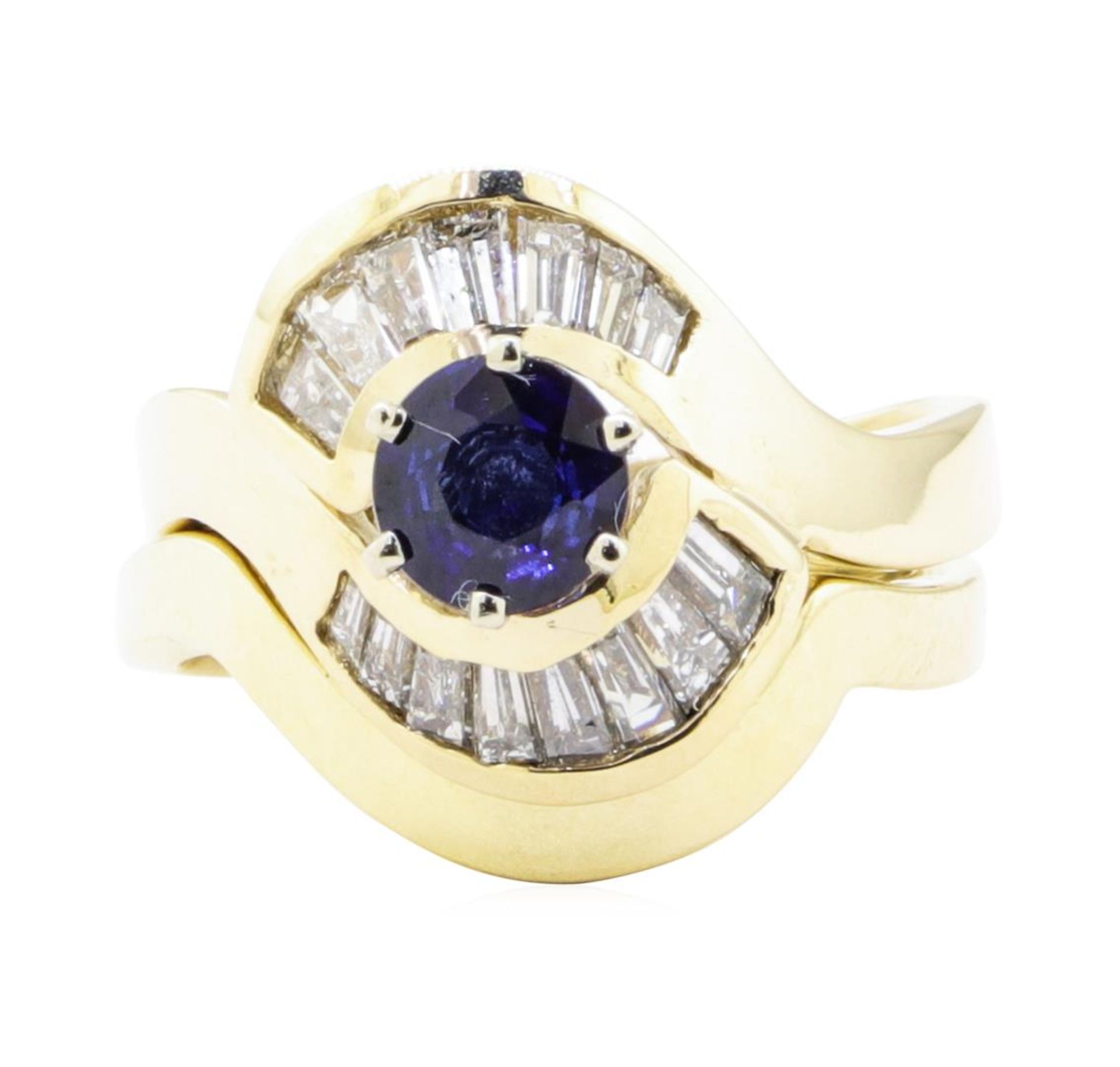 1.37 ctw Sapphire And Diamond Ring And Band - 14KT Yellow Gold - Image 2 of 5