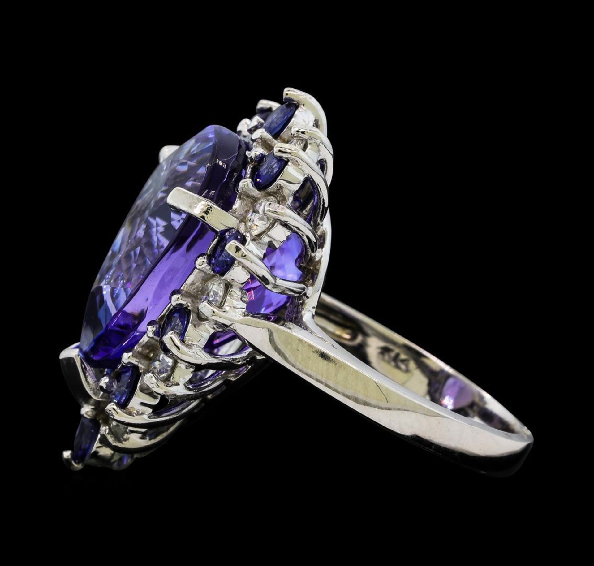 16.06 ctw Tanzanite, Sapphire and Diamond Ring - 14KT White Gold - Image 3 of 5