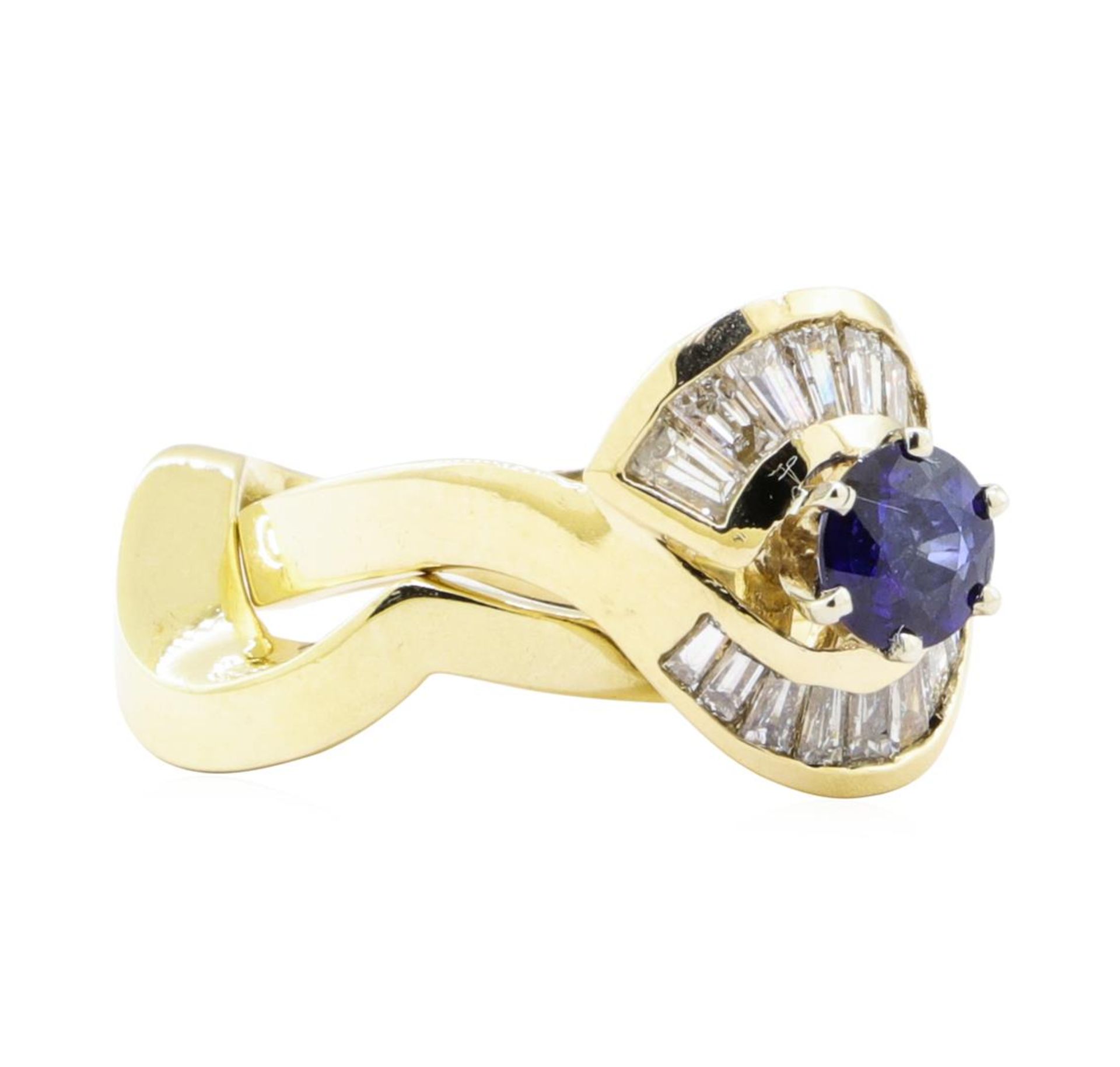 1.37 ctw Sapphire And Diamond Ring And Band - 14KT Yellow Gold - Image 4 of 5