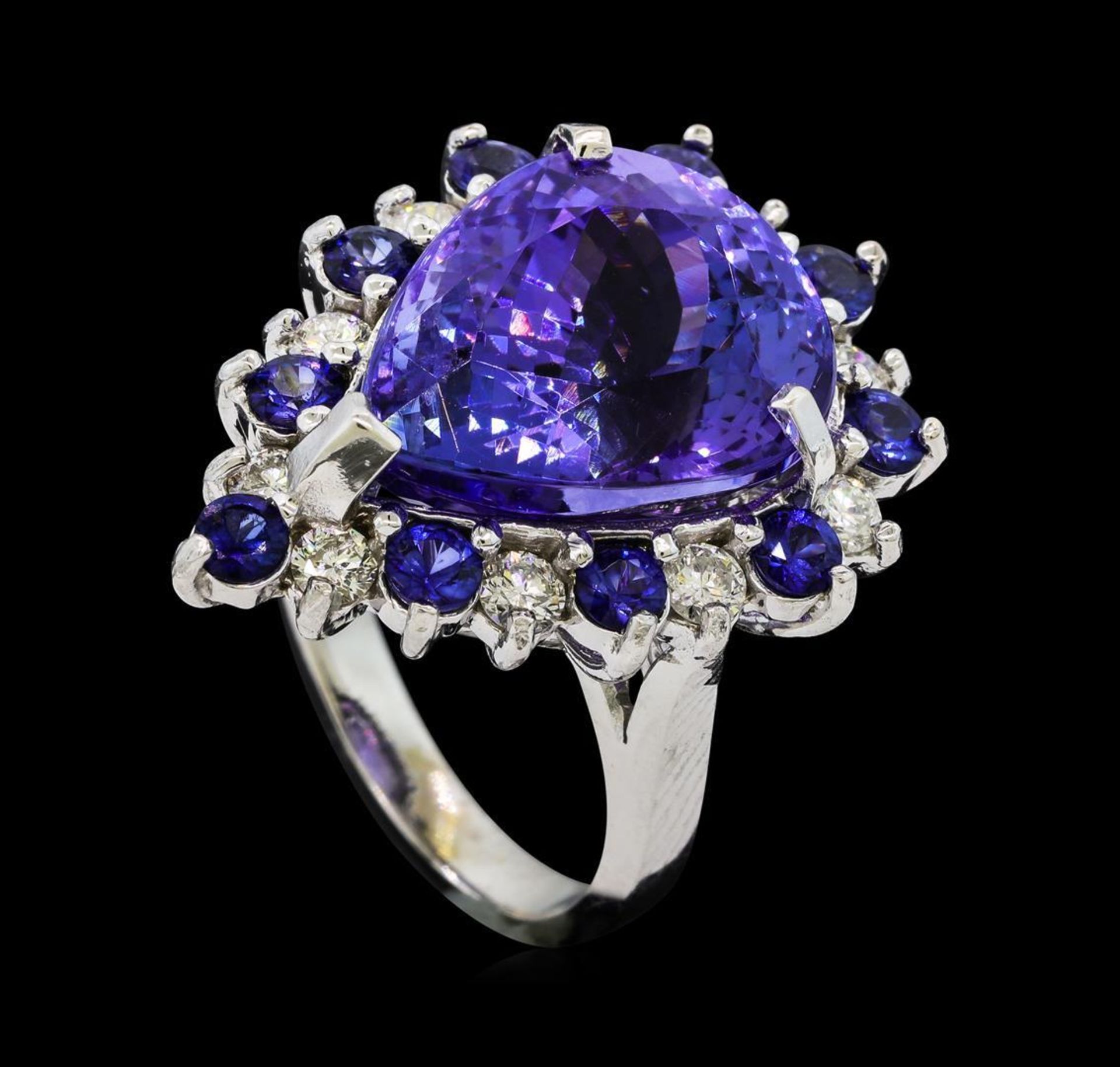 16.06 ctw Tanzanite, Sapphire and Diamond Ring - 14KT White Gold - Image 4 of 5