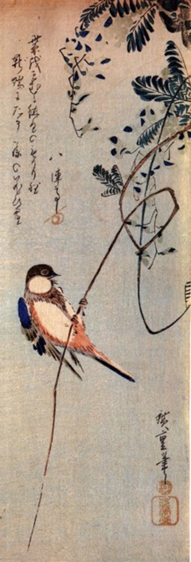 Hiroshige A Bird on a Wisteria