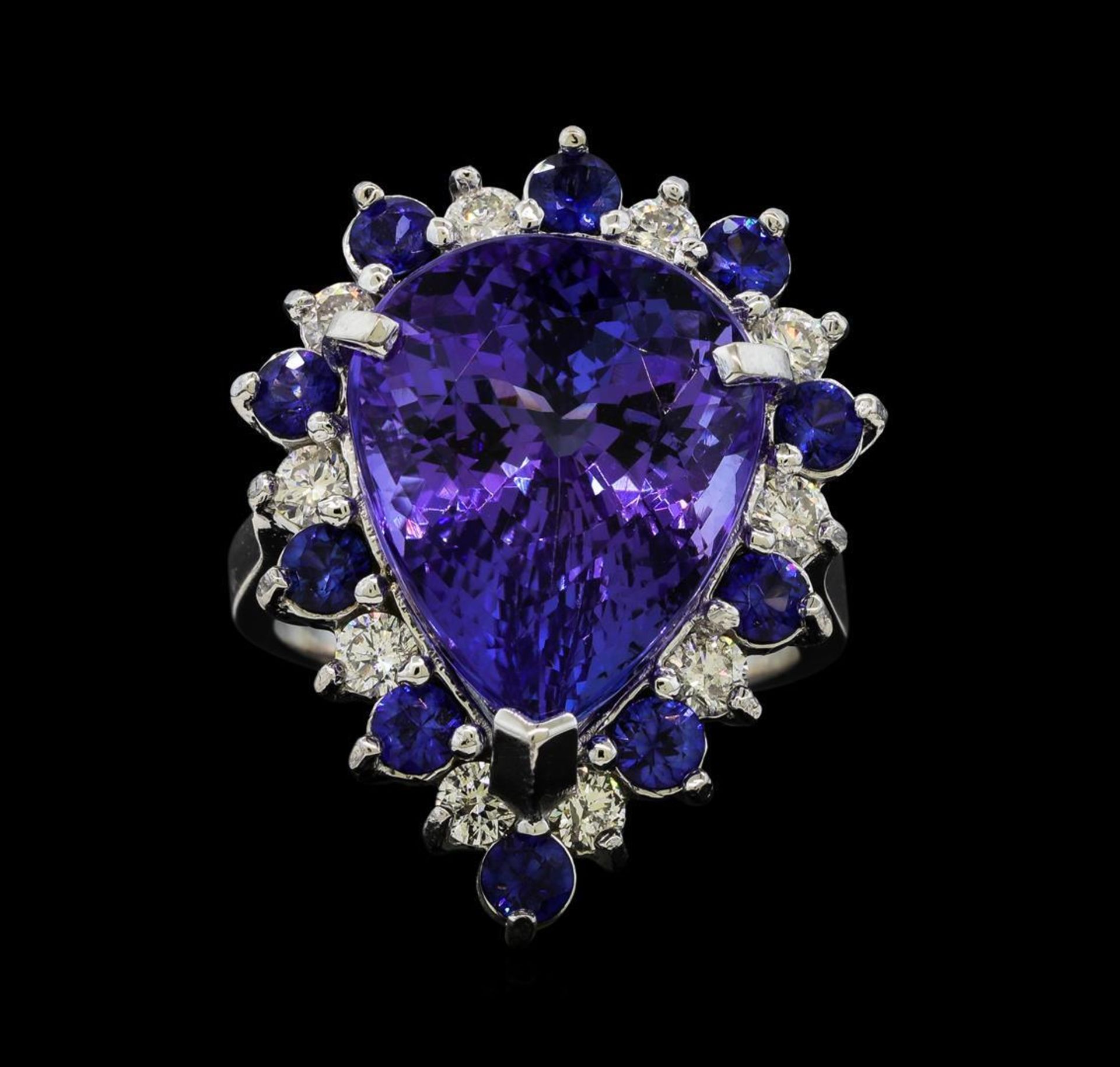 16.06 ctw Tanzanite, Sapphire and Diamond Ring - 14KT White Gold - Image 2 of 5