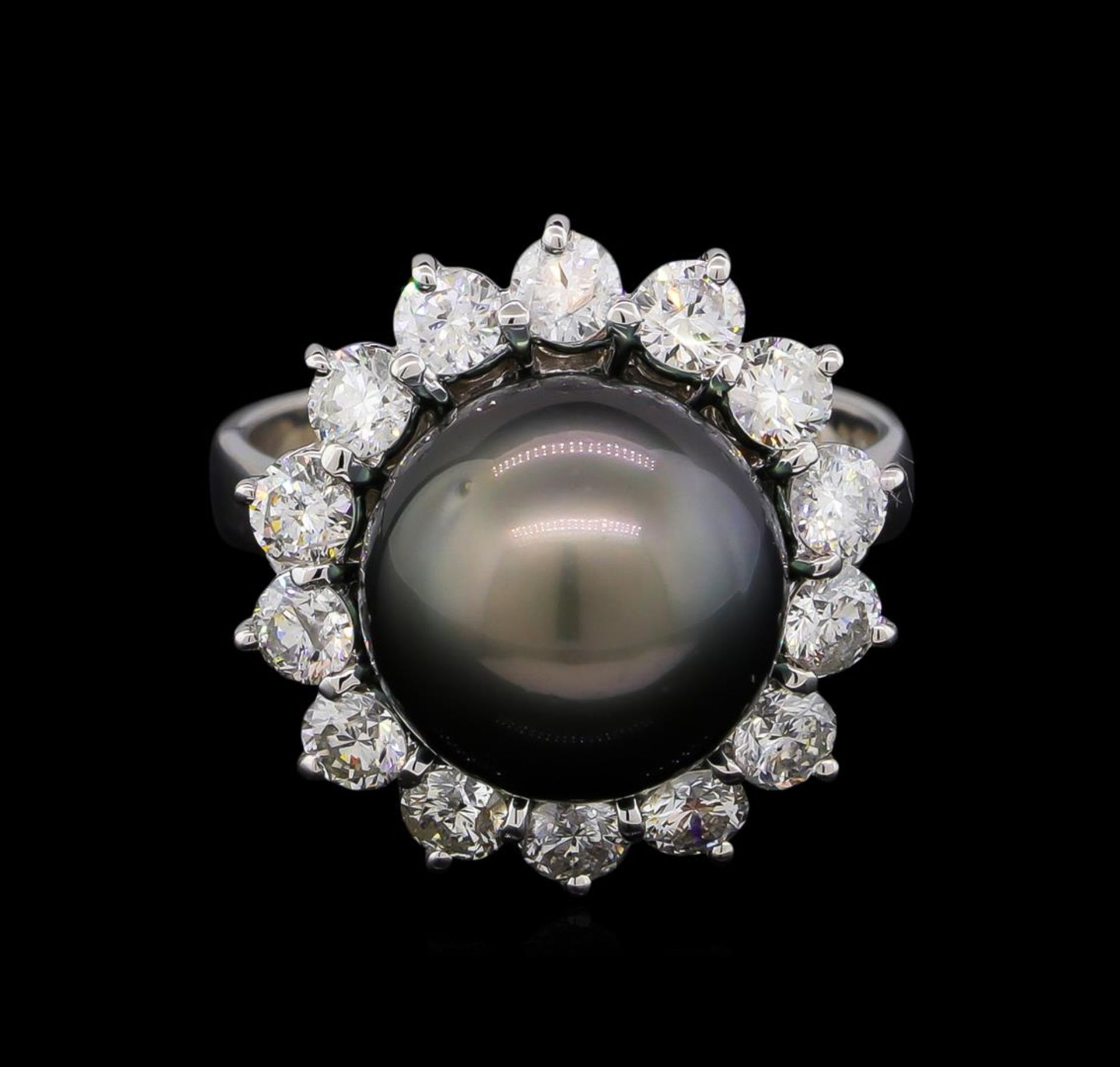 1.46 ctw Pearl and Diamond Ring - 14KT White Gold - Image 2 of 5