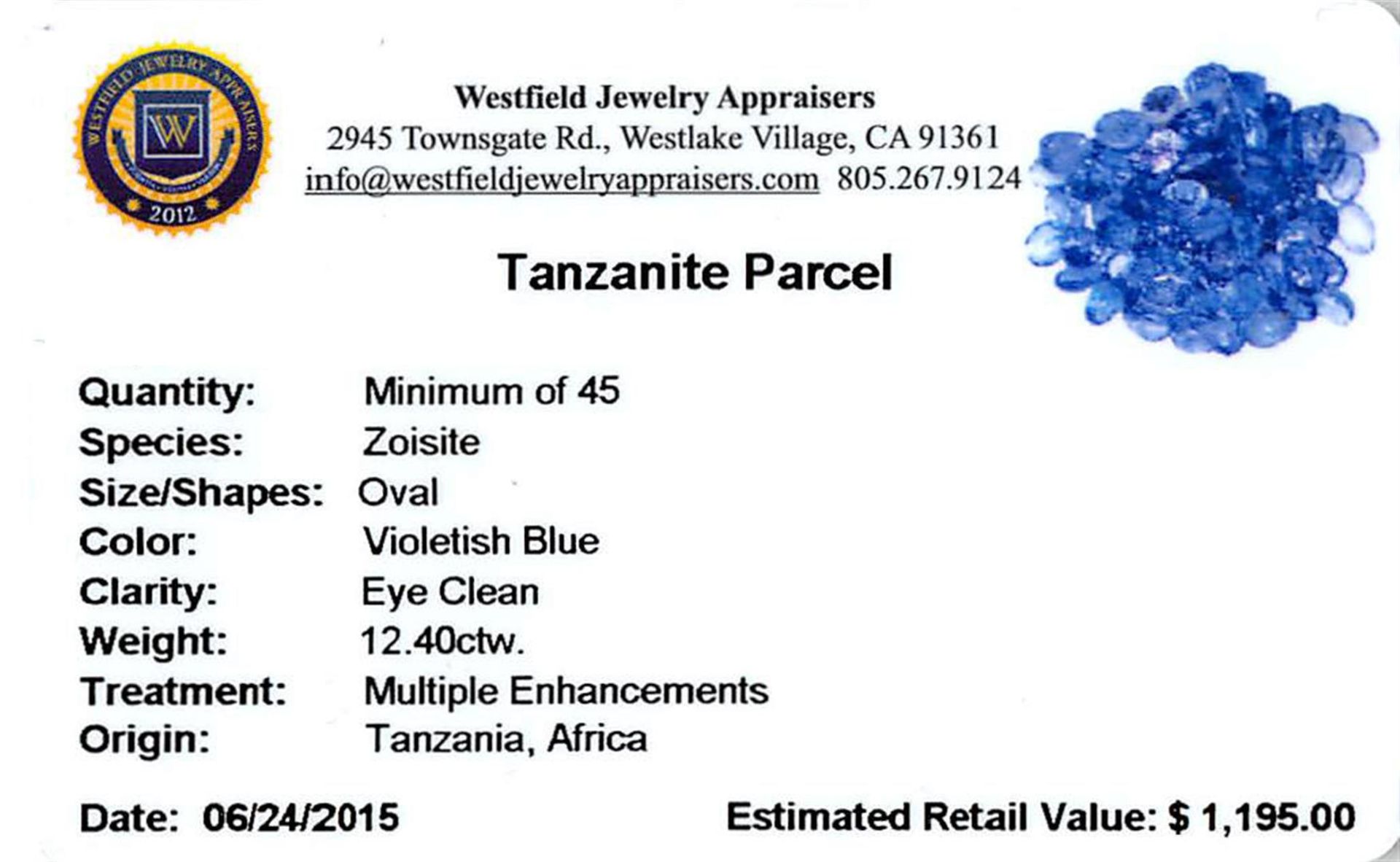 12.4 ctw Oval Mixed Tanzanite Parcel - Image 2 of 2
