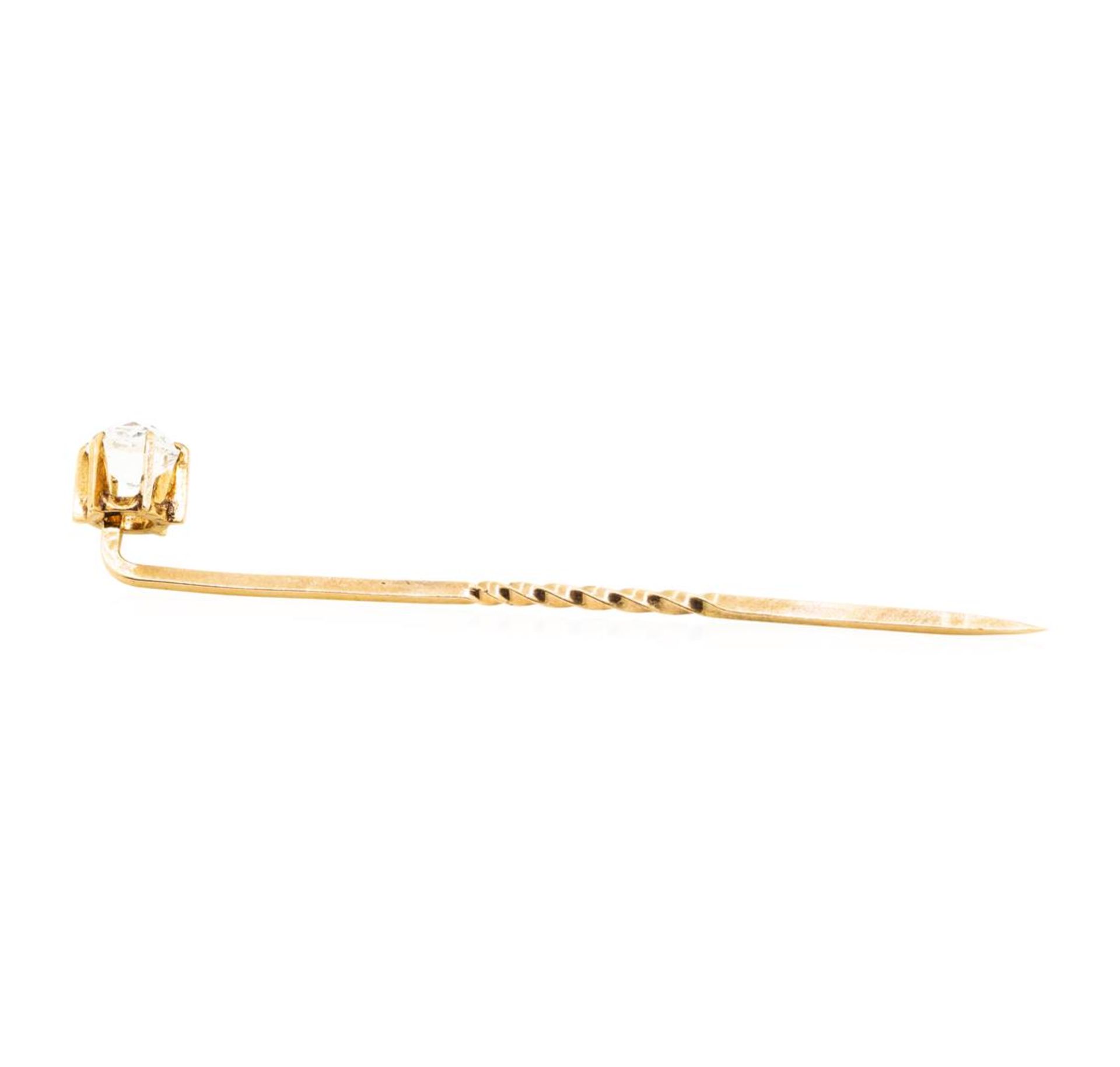 White Crystal Stick Pin - 10KT Yellow - Image 2 of 2