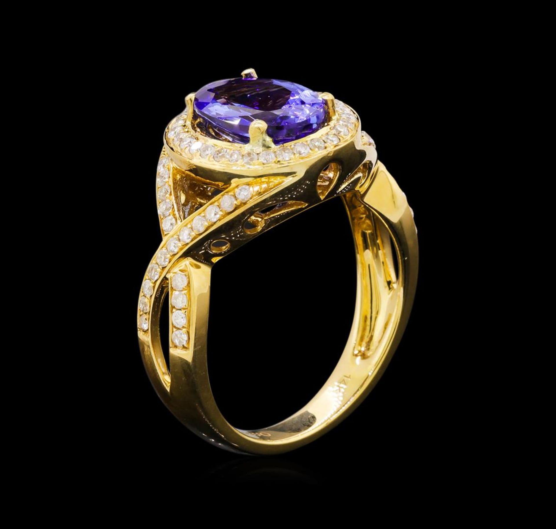 14KT Yellow Gold 2.33 ctw Tanzanite and Diamond Ring - Image 4 of 5