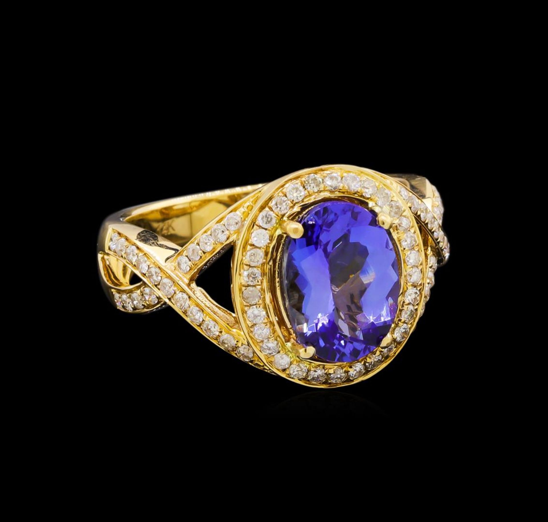 14KT Yellow Gold 2.33 ctw Tanzanite and Diamond Ring