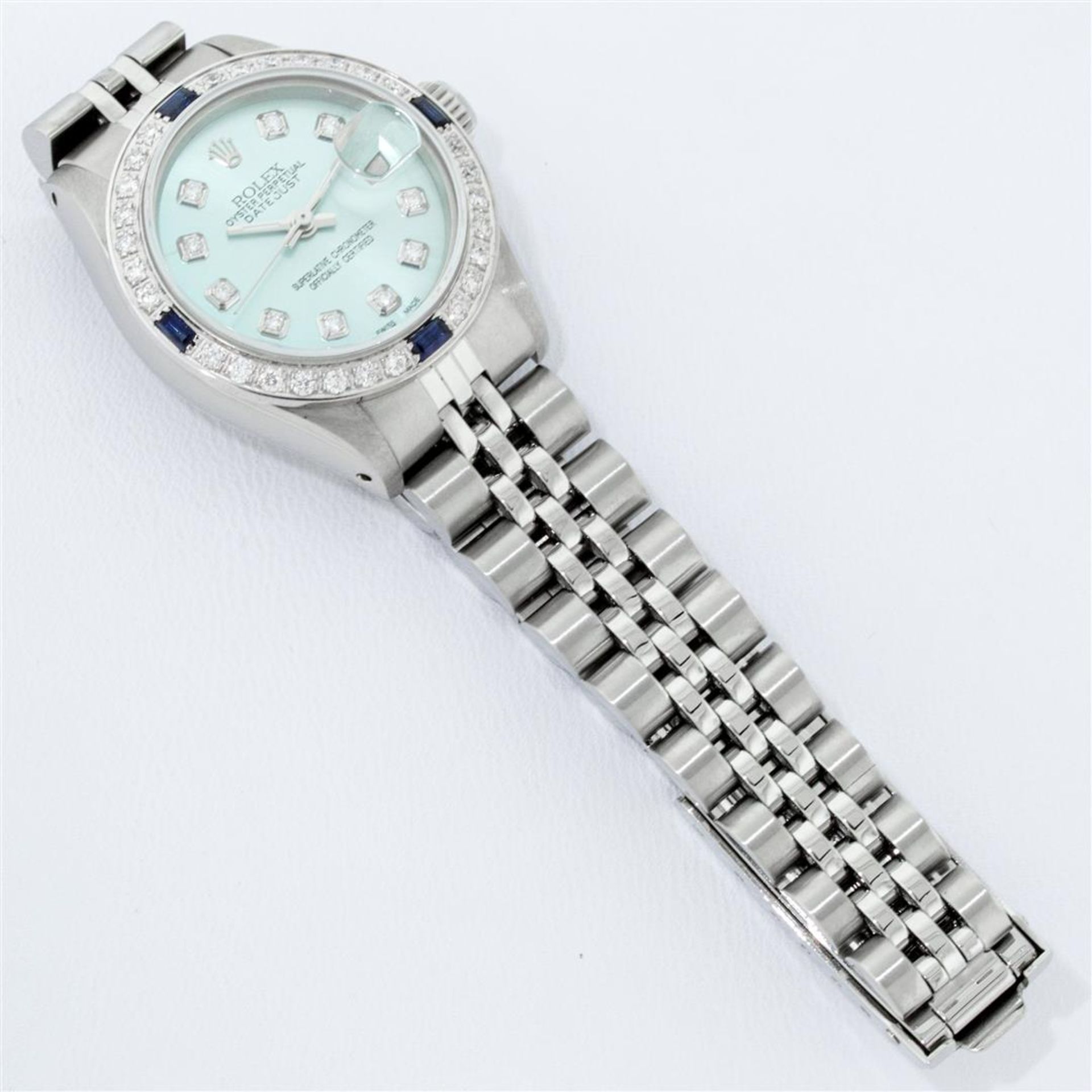 Rolex Ladies Stainless Steel Ice Blue Diamond 26MM Oyster Perpetaul Datejust - Image 9 of 9
