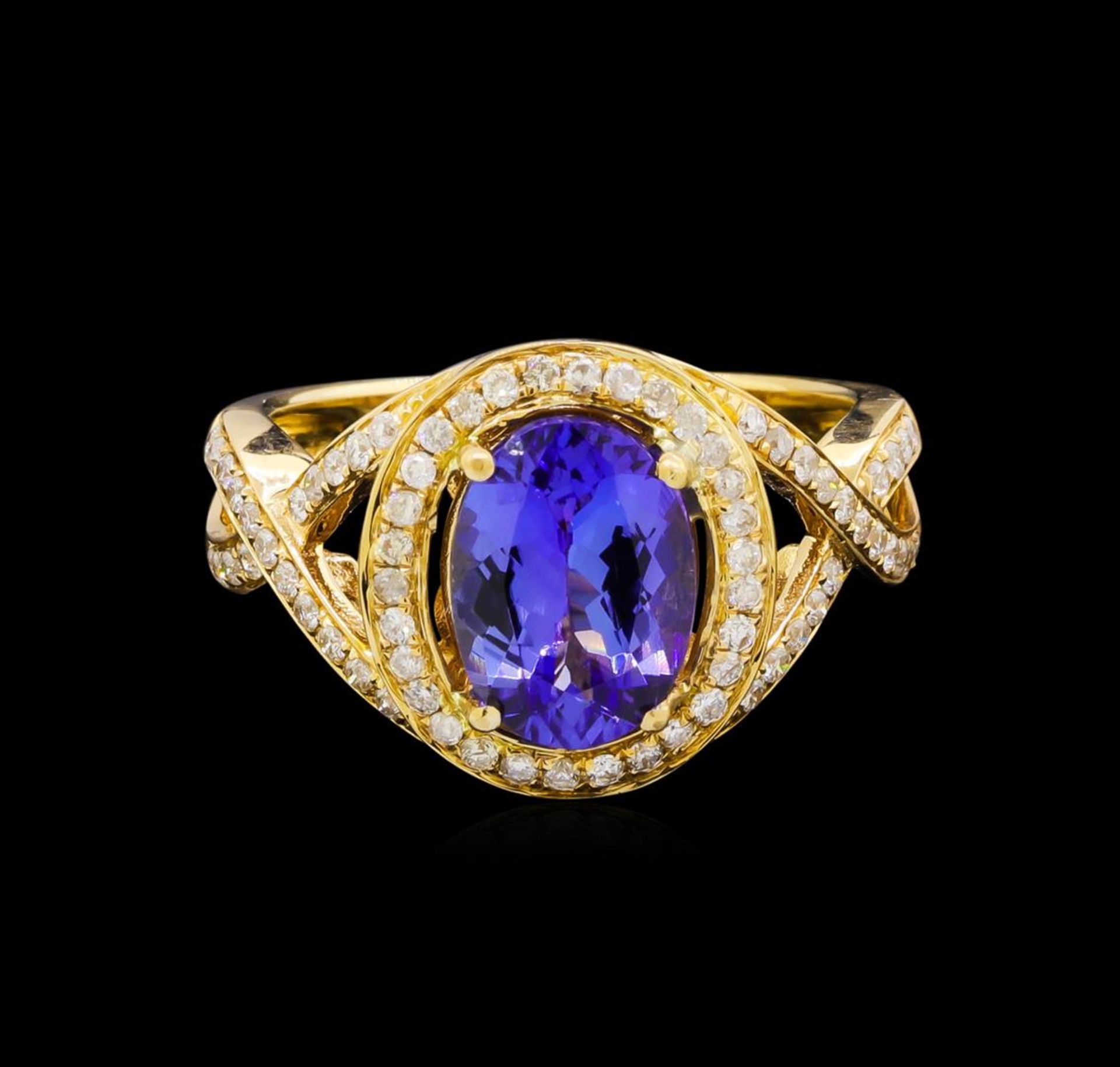 14KT Yellow Gold 2.33 ctw Tanzanite and Diamond Ring - Image 2 of 5