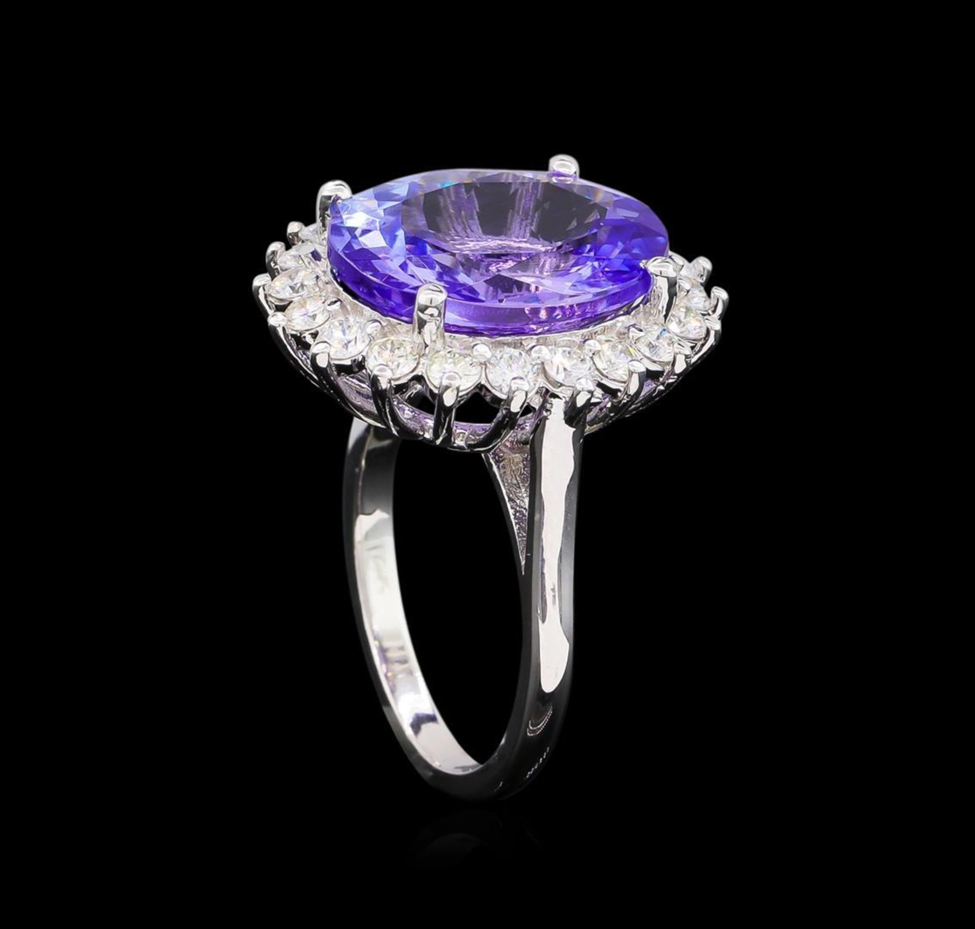 9.62 ctw Tanzanite and Diamond Ring - 14KT White Gold - Image 4 of 5