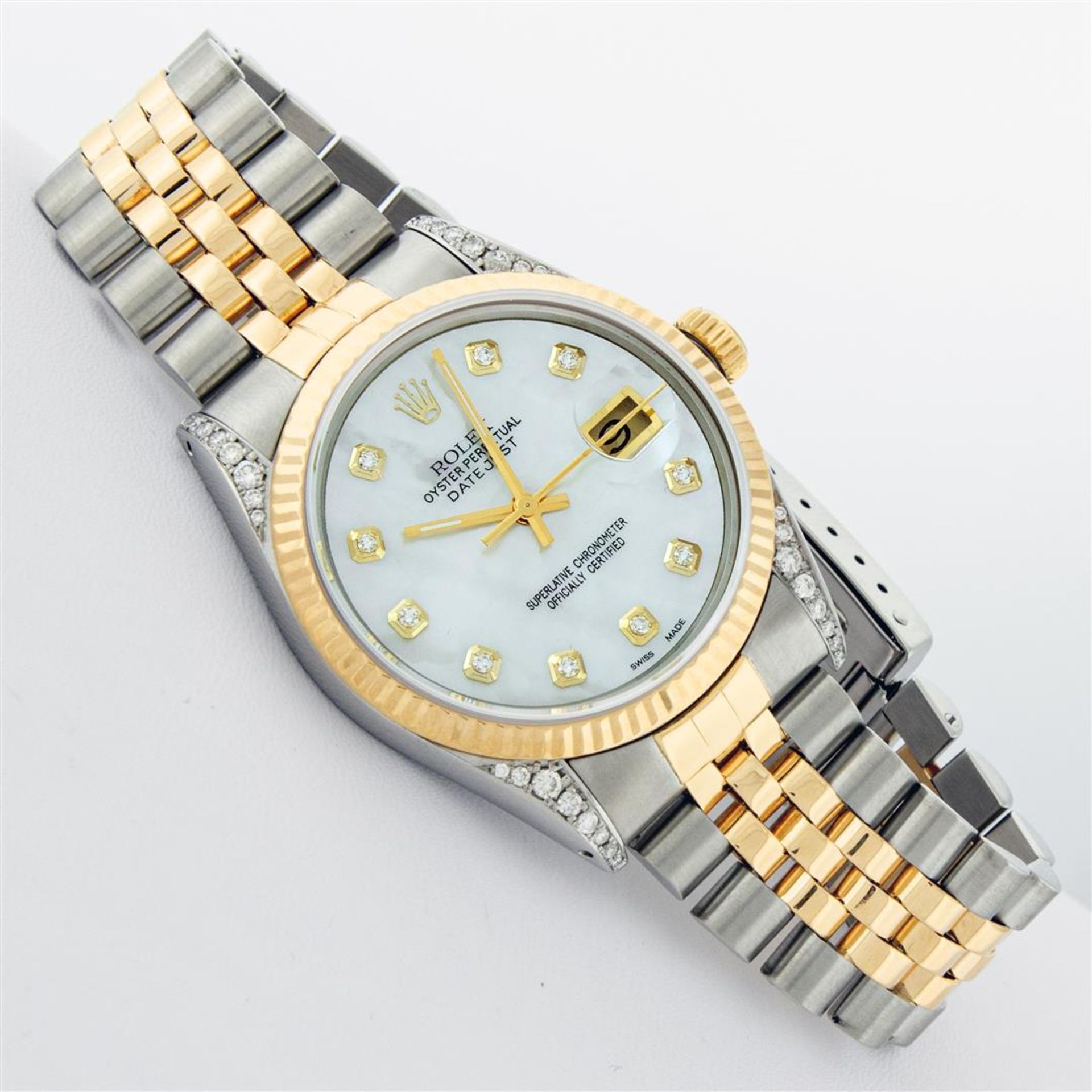 Rolex Mens 2 Tone MOP Diamond Lugs 36MM Datejust Wristwatch - Image 3 of 9