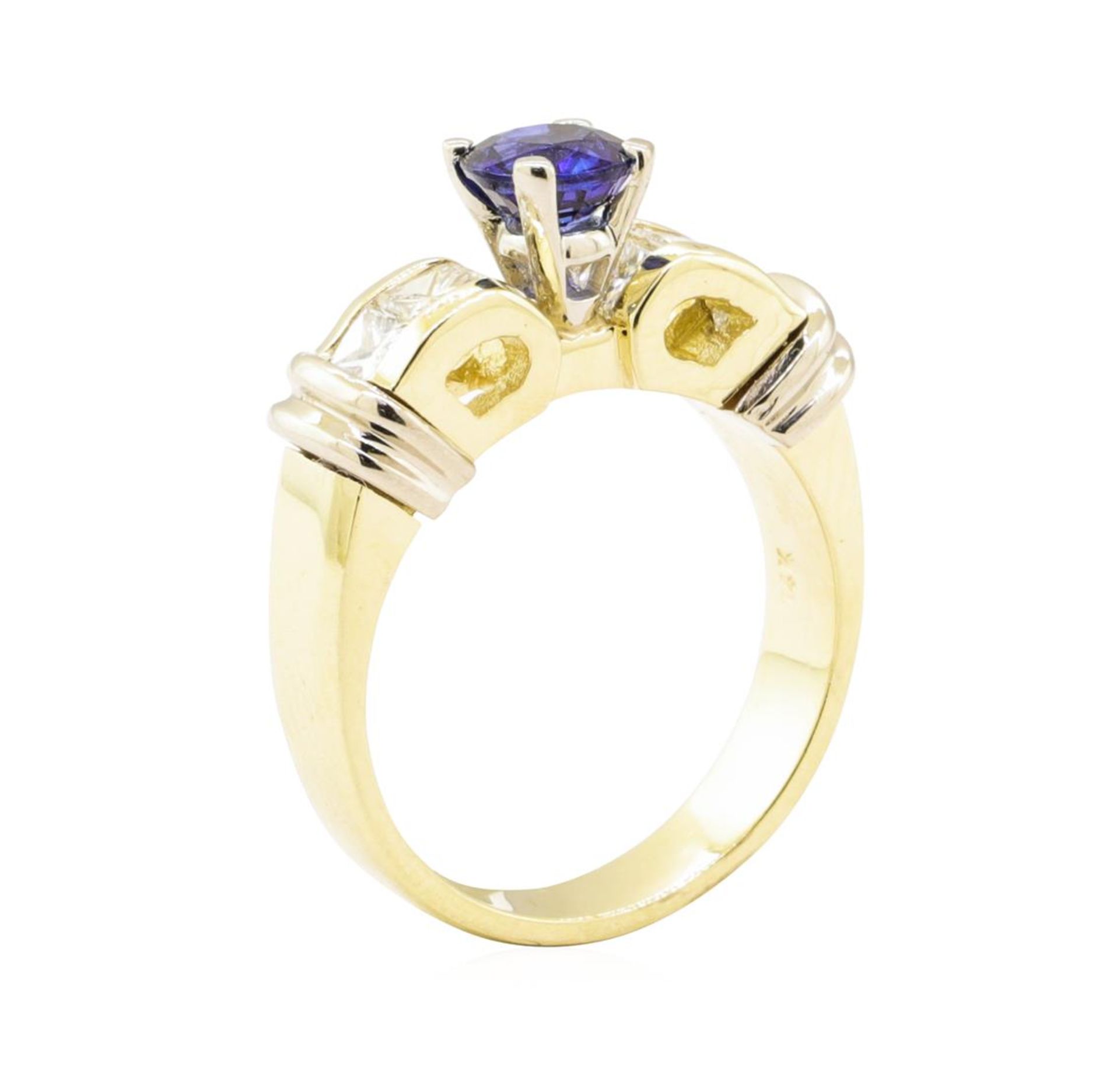 1.67 ctw Blue Sapphire And Diamond Ring - 14KT Yellow And White Gold - Image 4 of 5