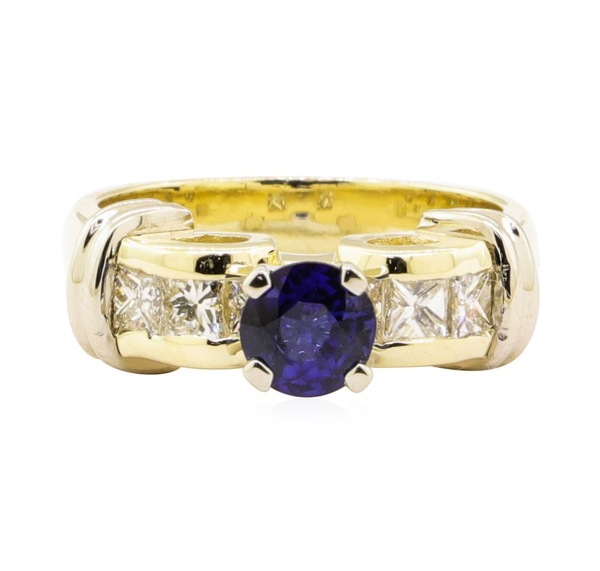 1.67 ctw Blue Sapphire And Diamond Ring - 14KT Yellow And White Gold - Image 2 of 5