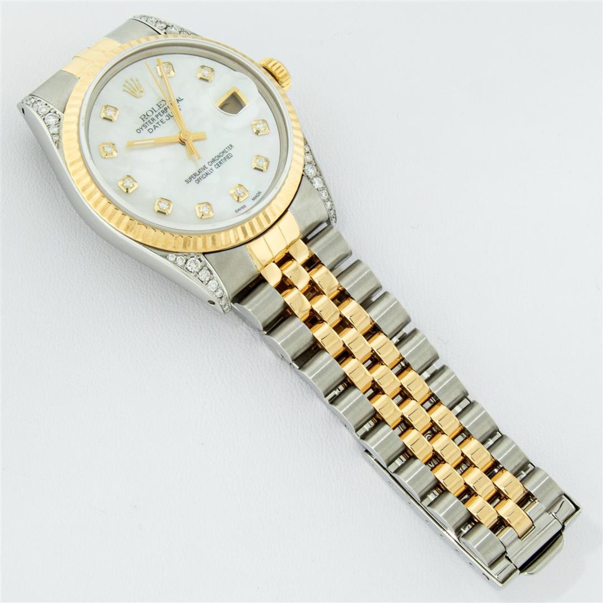 Rolex Mens 2 Tone MOP Diamond Lugs 36MM Datejust Wristwatch - Image 8 of 9