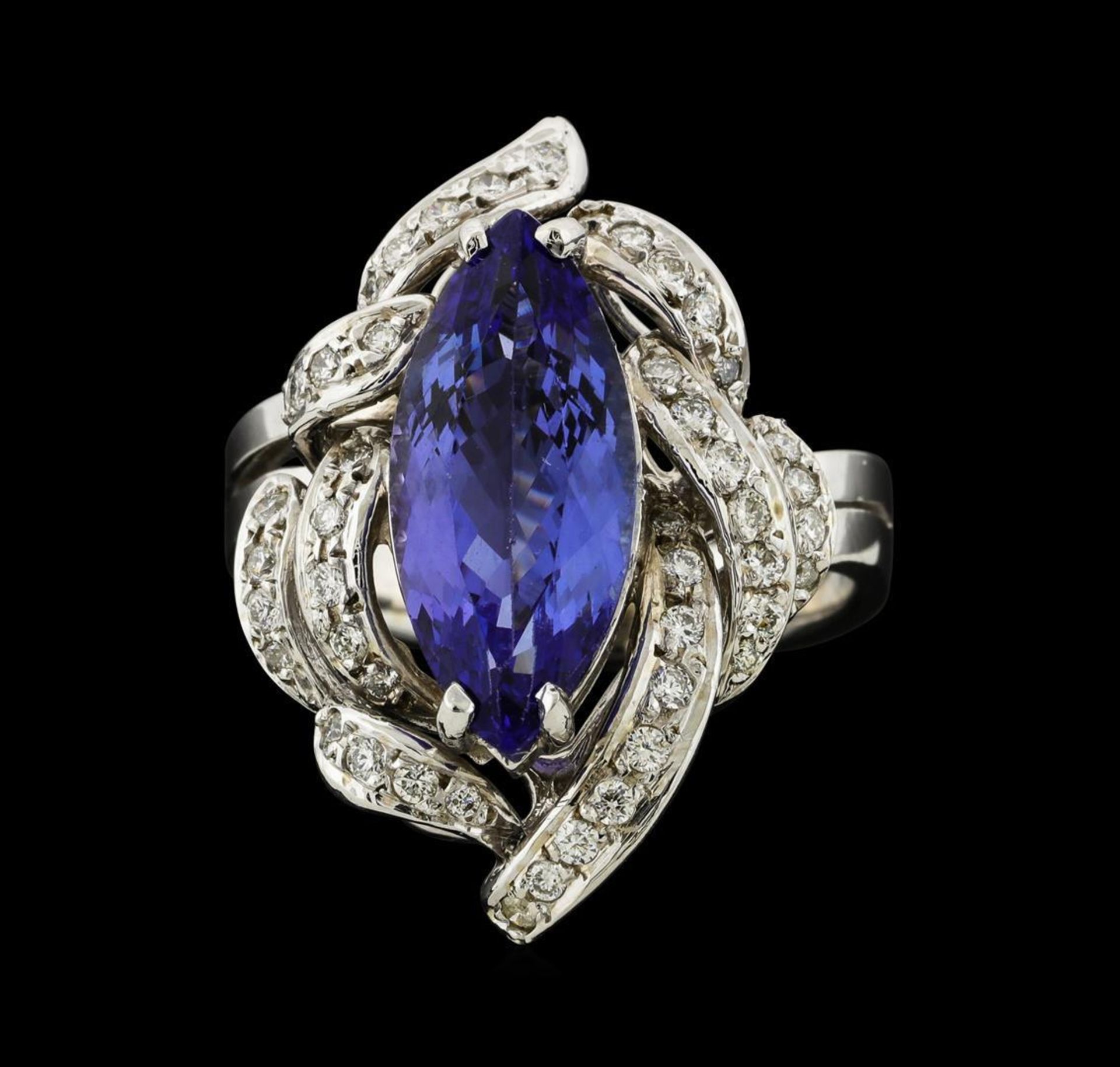 3.81 ctw Tanzanite and Diamond Ring - 14KT White Gold - Image 2 of 5