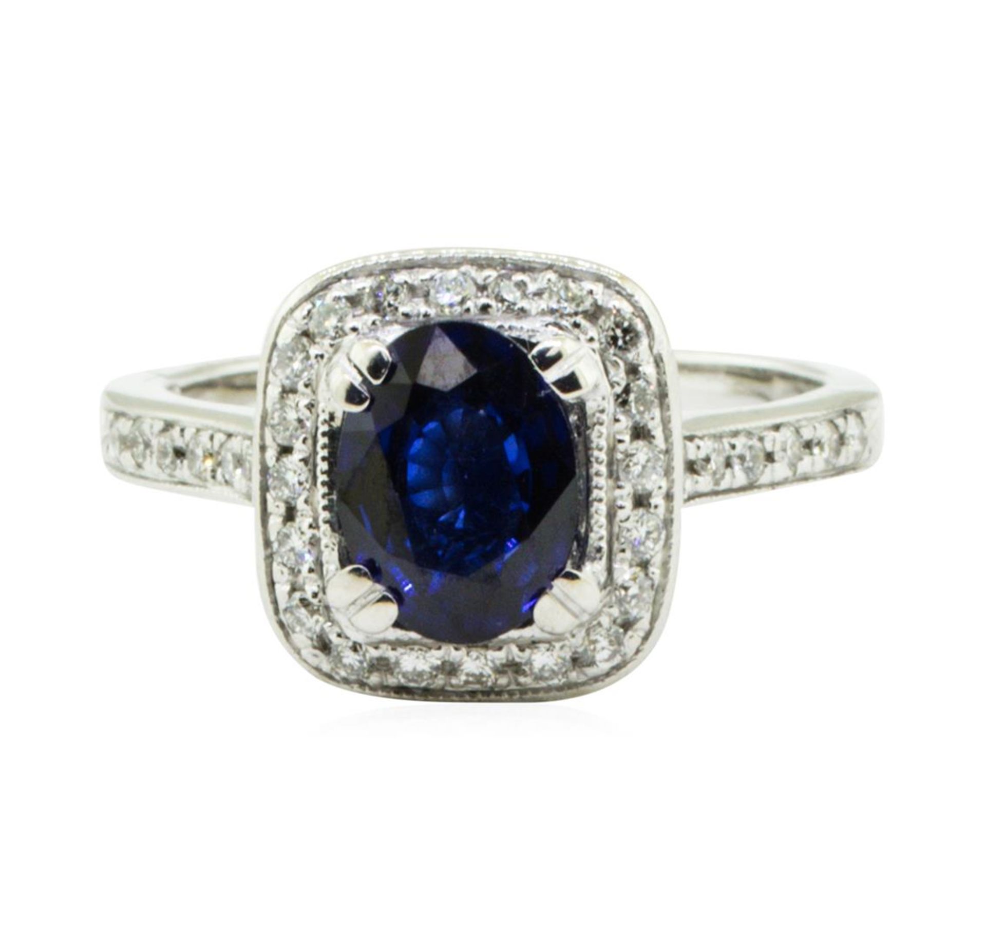 1.68 ctw Oval Brilliant Blue Sapphire And Diamond Ring - 14KT White Gold - Image 2 of 5