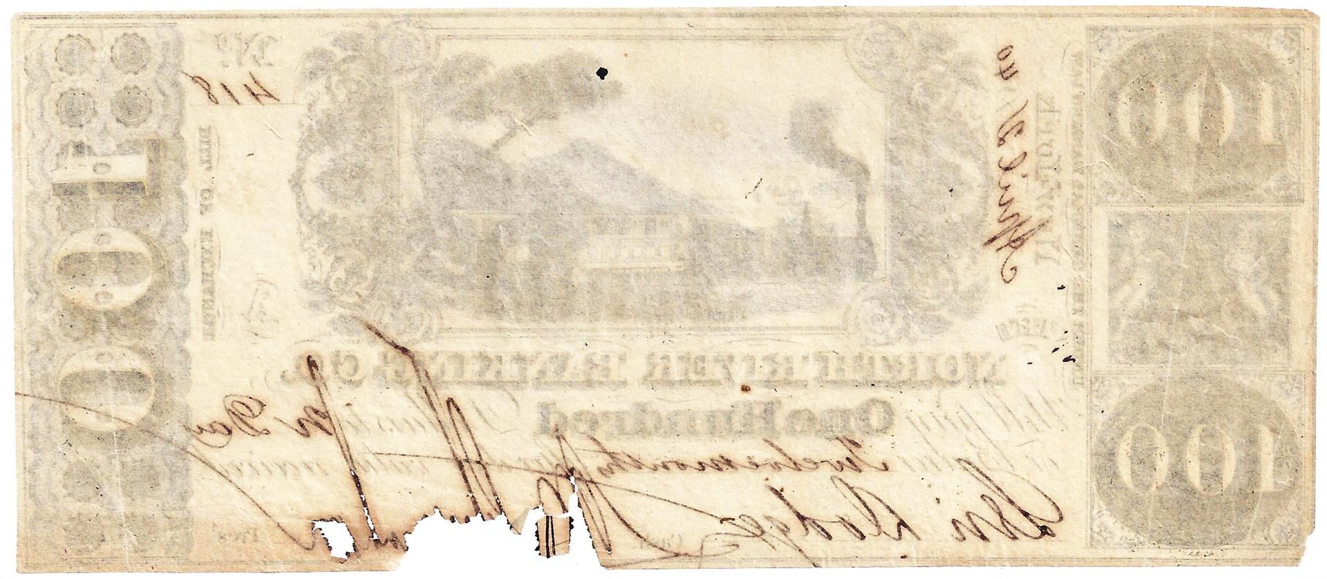 1850 $100 North River Banking Co, NY Obsolete Note - Image 2 of 2